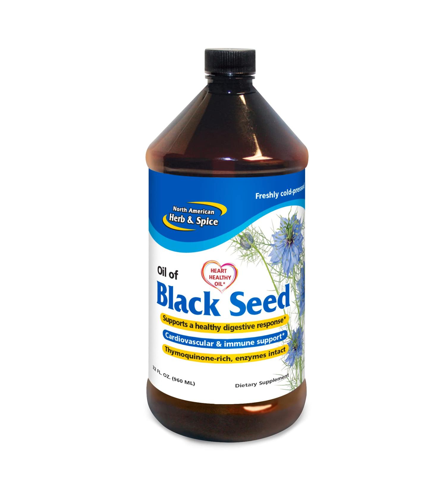 NORTH AMERICAN HERB & SPICE Black Seed Oil 32 fl. oz. - Cardiovascular, Digestive & Immune Support - Non-GMO - 192 Servings - Buy Online on GoSupps.com