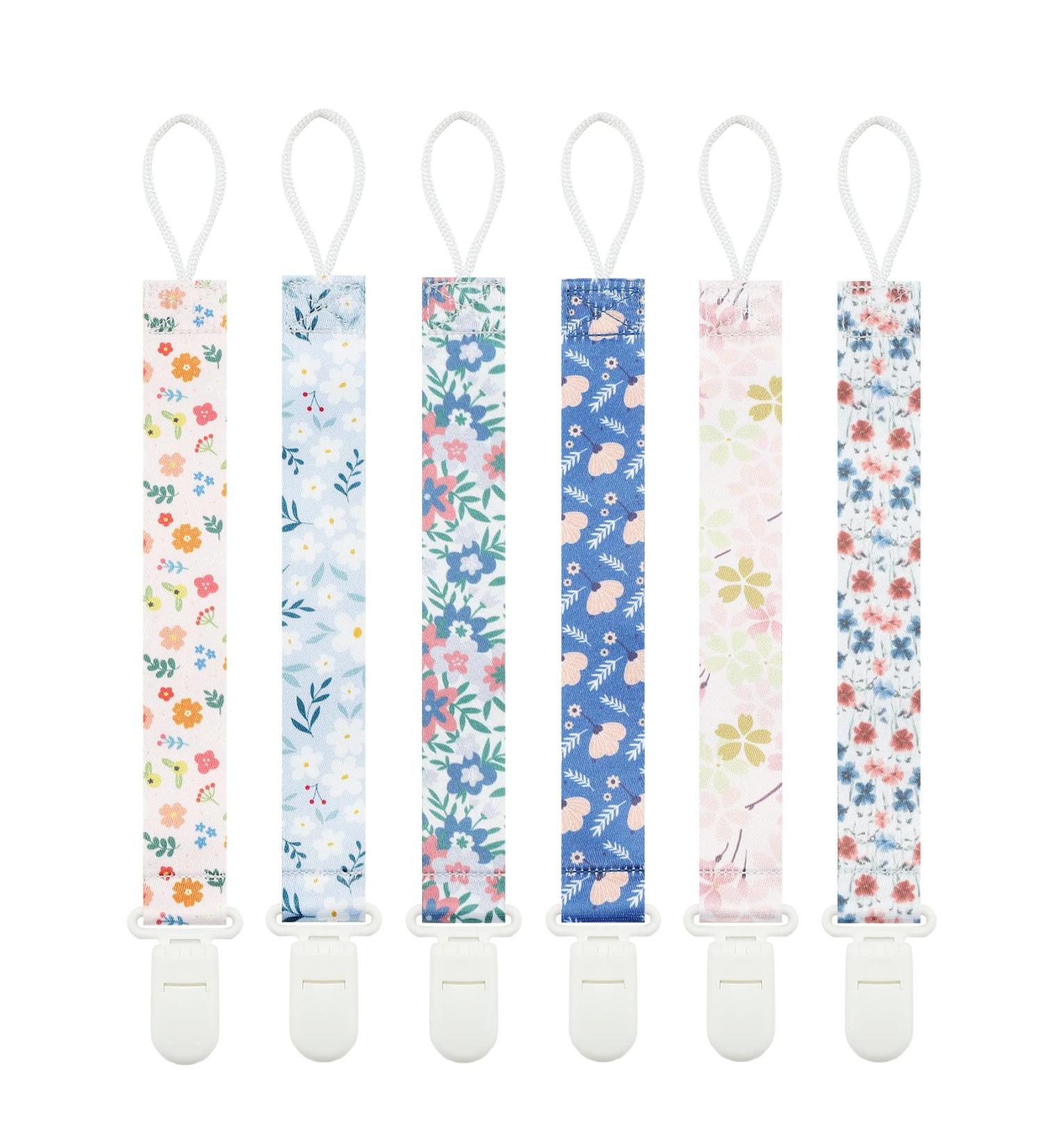 Babeine Floral Pacifier Clips 6 Pack - Pacifier Holder for Boys and Girls - Fits Most Pacifiers Brands - Teether Toys - Flower & Leaf Design - Buy Online on GoSupps.com