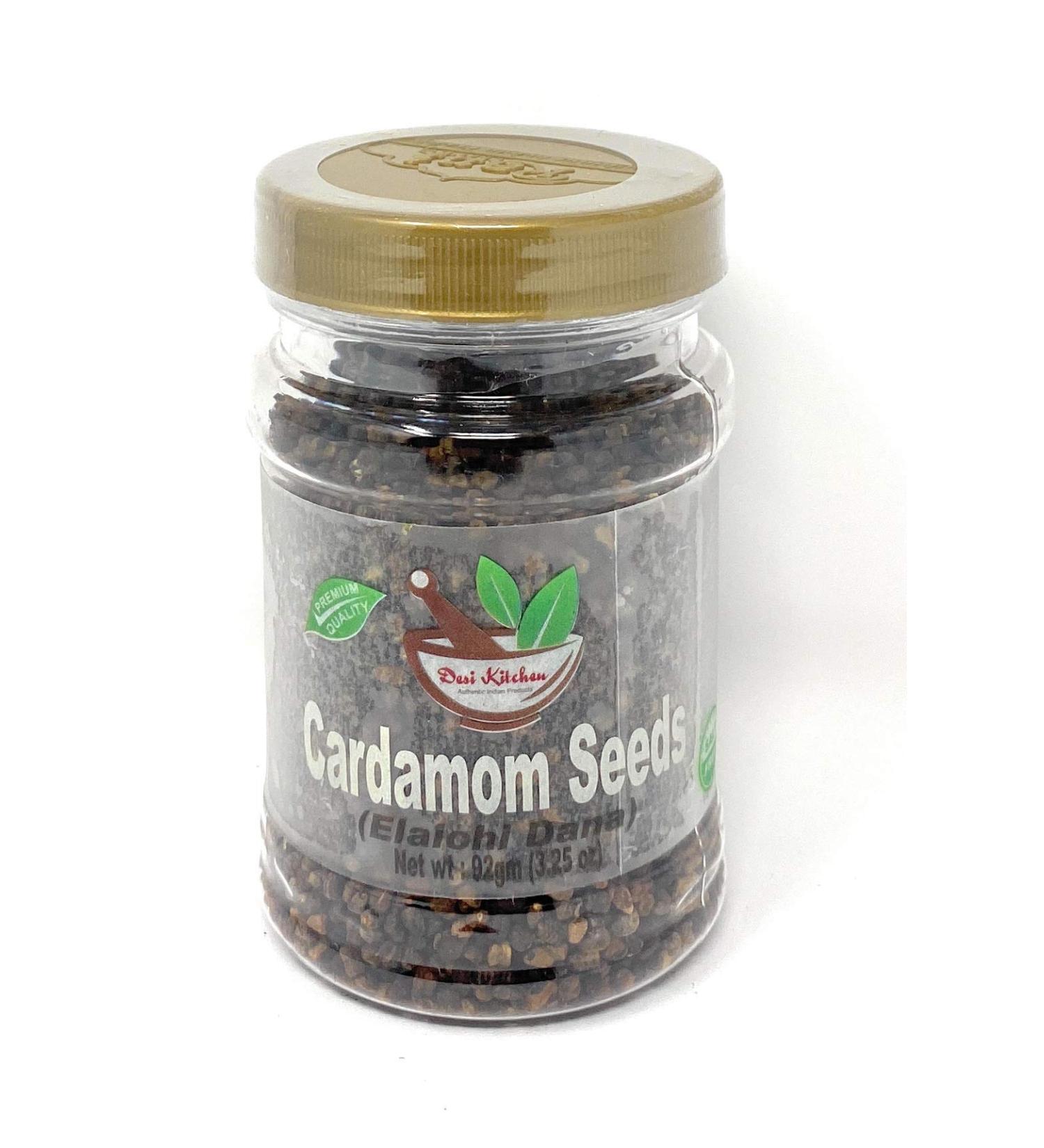 Indian Cardamom Seeds (Elaichi Dana) 3.25oz - All Natural, Salt Free, Vegan, NON GMO - Desi Kitchen Spices - Freshness and Aroma Guaranteed - Buy Online on GoSupps.com