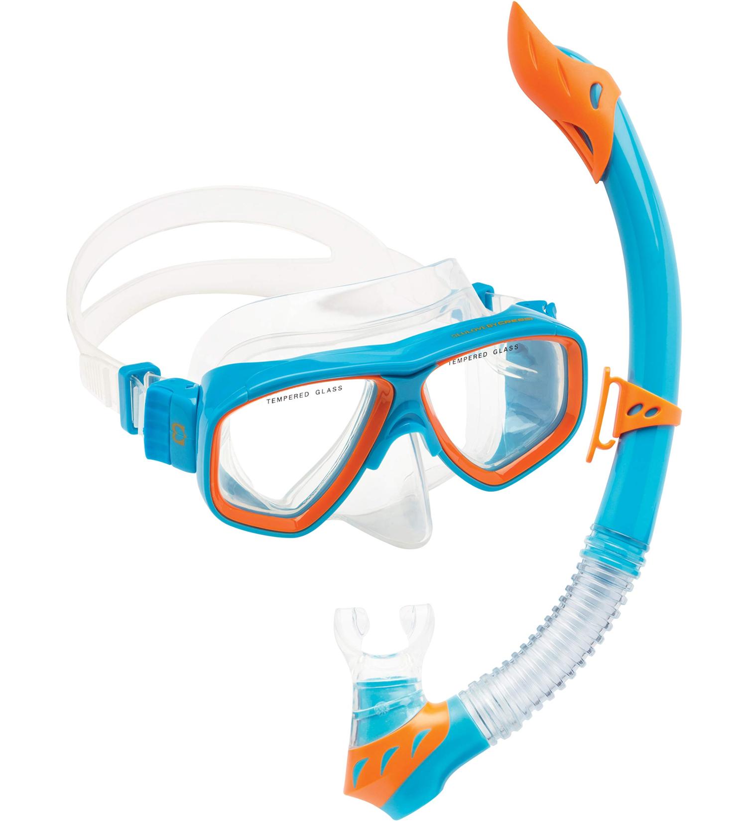 Cressi Kids Snorkeling Kit for Children (Ages 3-8) | Rocks Combo | Blue/Orange - Buy Online on GoSupps.com