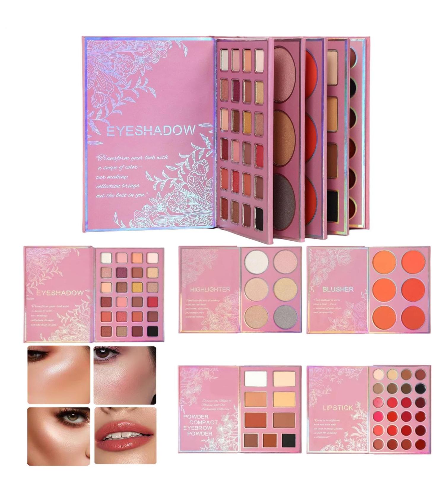 Makeup Book Palette Waterproof Mixable Powder Lipstick Highlighter Blusher Face Makeup for Women and Girls Gift for Party and Travel - Buy Online on GoSupps.com
