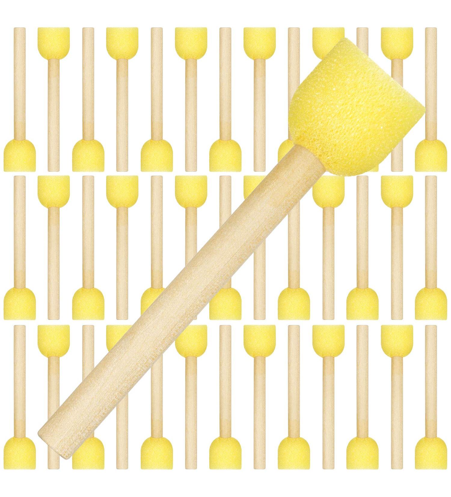 40-Piece Round Sponge Foam Brush Set with Wooden Handle - Ideal for Kids Painting Crafts (0.6 Inch) - Buy Online on GoSupps.com