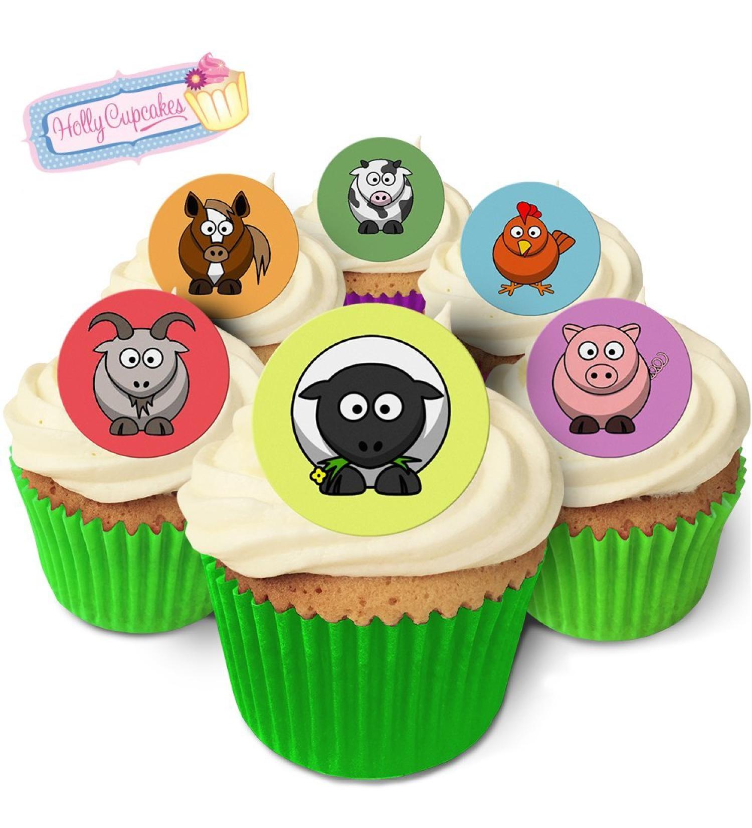 24 Fabulous Edible Wafer Cake Toppers: Farm Animals - Buy Online on GoSupps.com