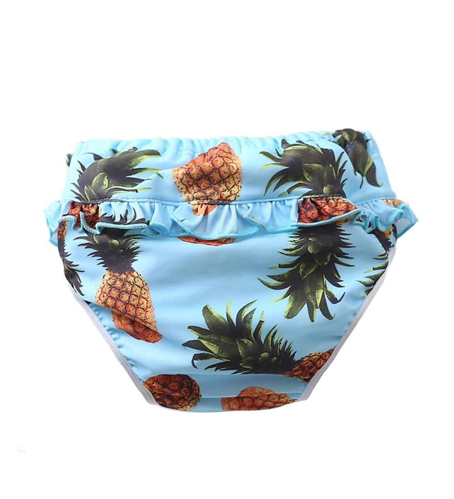 Shop Adorable Reusable Baby Swimming Trousers | Girls Swimming Diaper for Toddlers 0-4 Years - Blue Pineapple (L-28-36LB/2-3 Years) - Buy Online on GoSupps.com