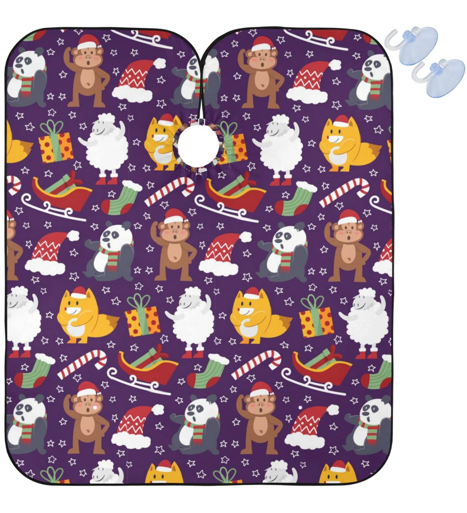 Visesunny Funny Monkey Santa Claus Barber Cape - Water-Resistant Hair Cutting Apron for Stylish Grooming | Anti-Static Polyester Salon Cape - Buy Online on GoSupps.com