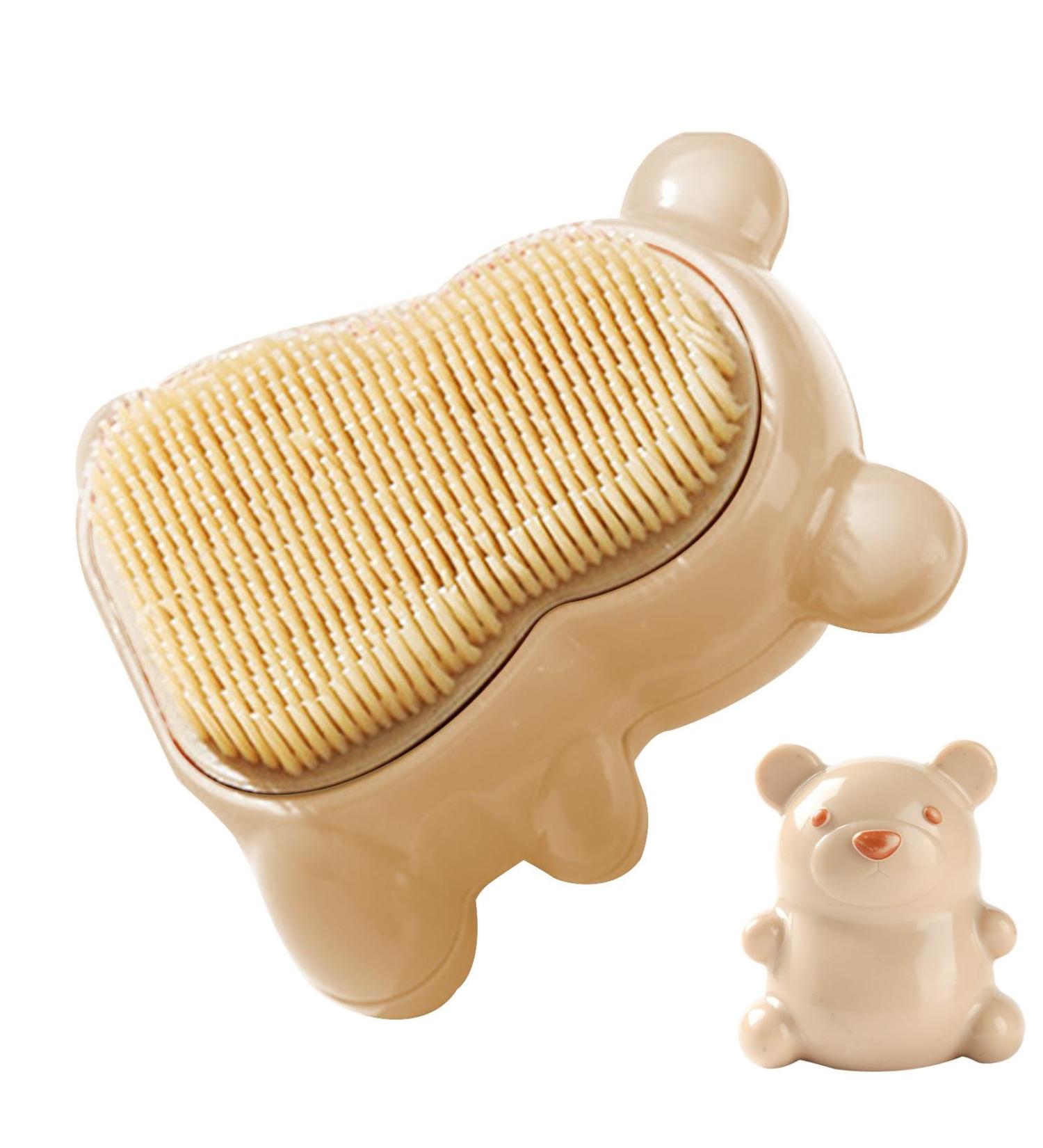 Bear Finger Nail Brush | Adorable Bear Soft Stiff Bristles Scrubber Easy To Grip Bear Finger Nail Brush With Soft Bristles Gently Cleans Kid's Nails Beige - Buy Online on GoSupps.com