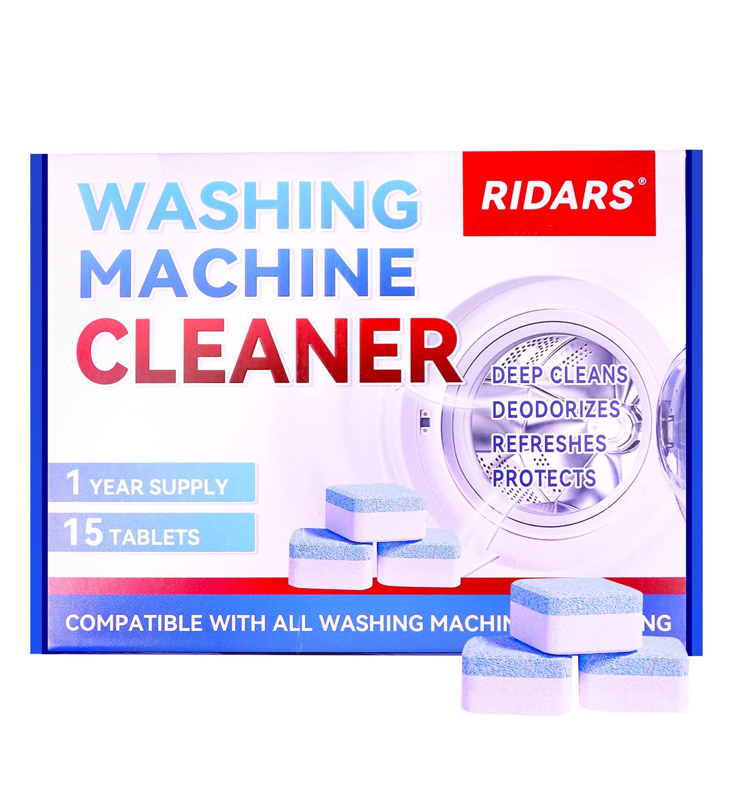 Ridars Washing Machine Cleaner Tablets - 15 Pack | Deep Clean HE Top Load & Front Load Washers, Laundry Tub & Drum Seal | Washer Cleaner Tablets - Buy Online on GoSupps.com