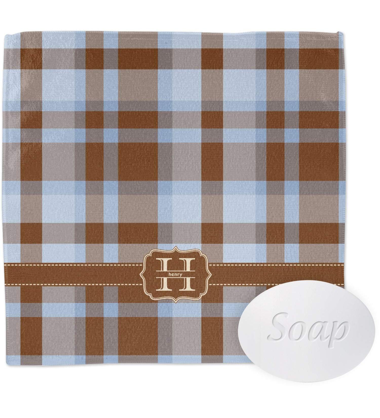 YouCustomizeIt Personalized Two Color Plaid Washcloth