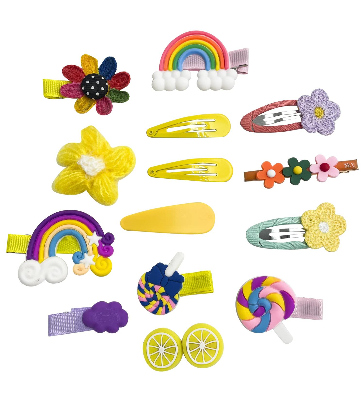 42pcs Girl Toddler Rainbow Fruit Flower Hair Clip Barrette Cute Toddler Hairpin Hair Accessory Yellow Purple Green CC016 #2 - Buy Online on GoSupps.com
