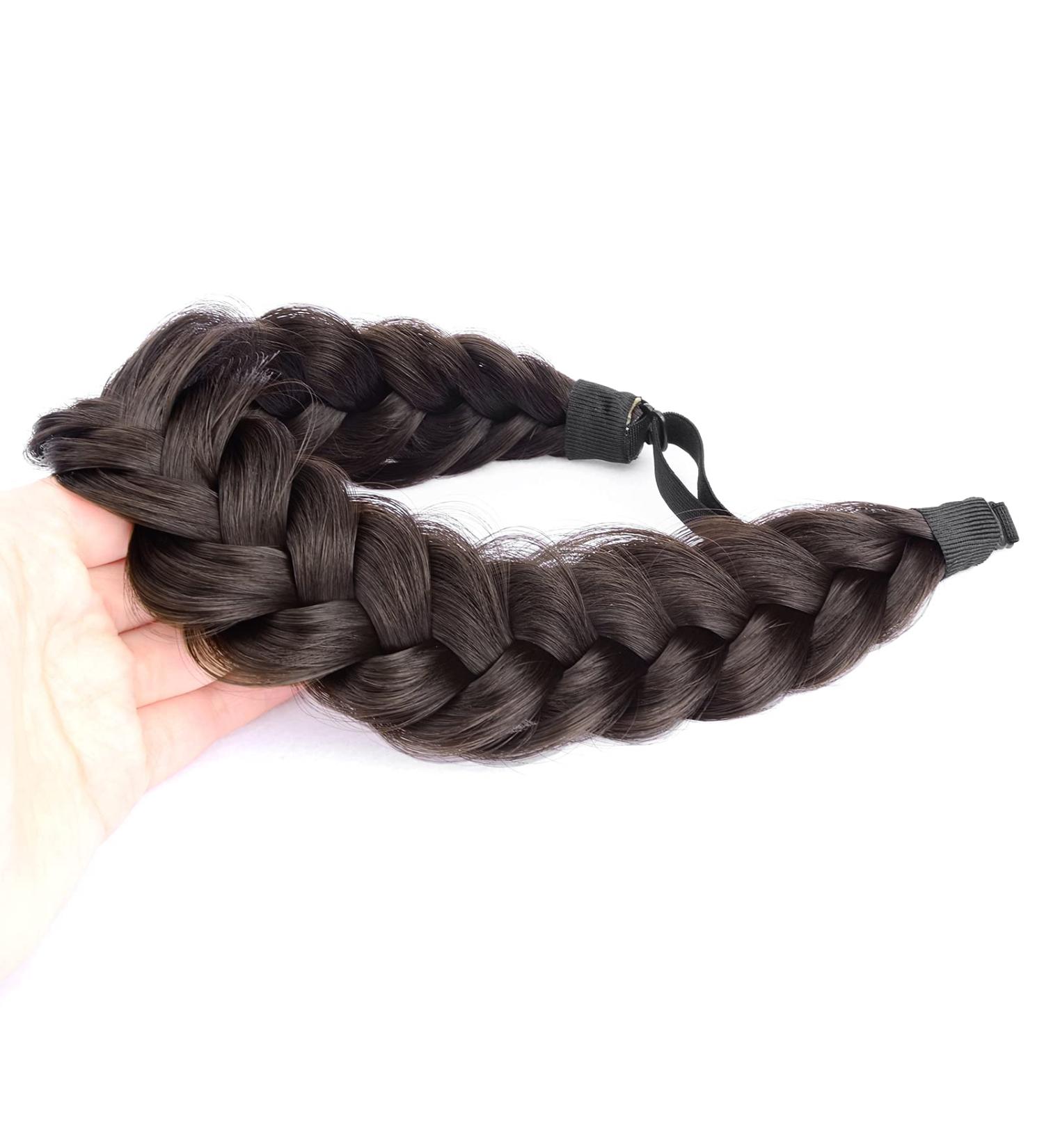Gledola Messy Synthetic Hair Braided Headband Classic Chunky Wide Plaited Headband for Women Girl Beauty (Chocolate) - Buy Online on GoSupps.com