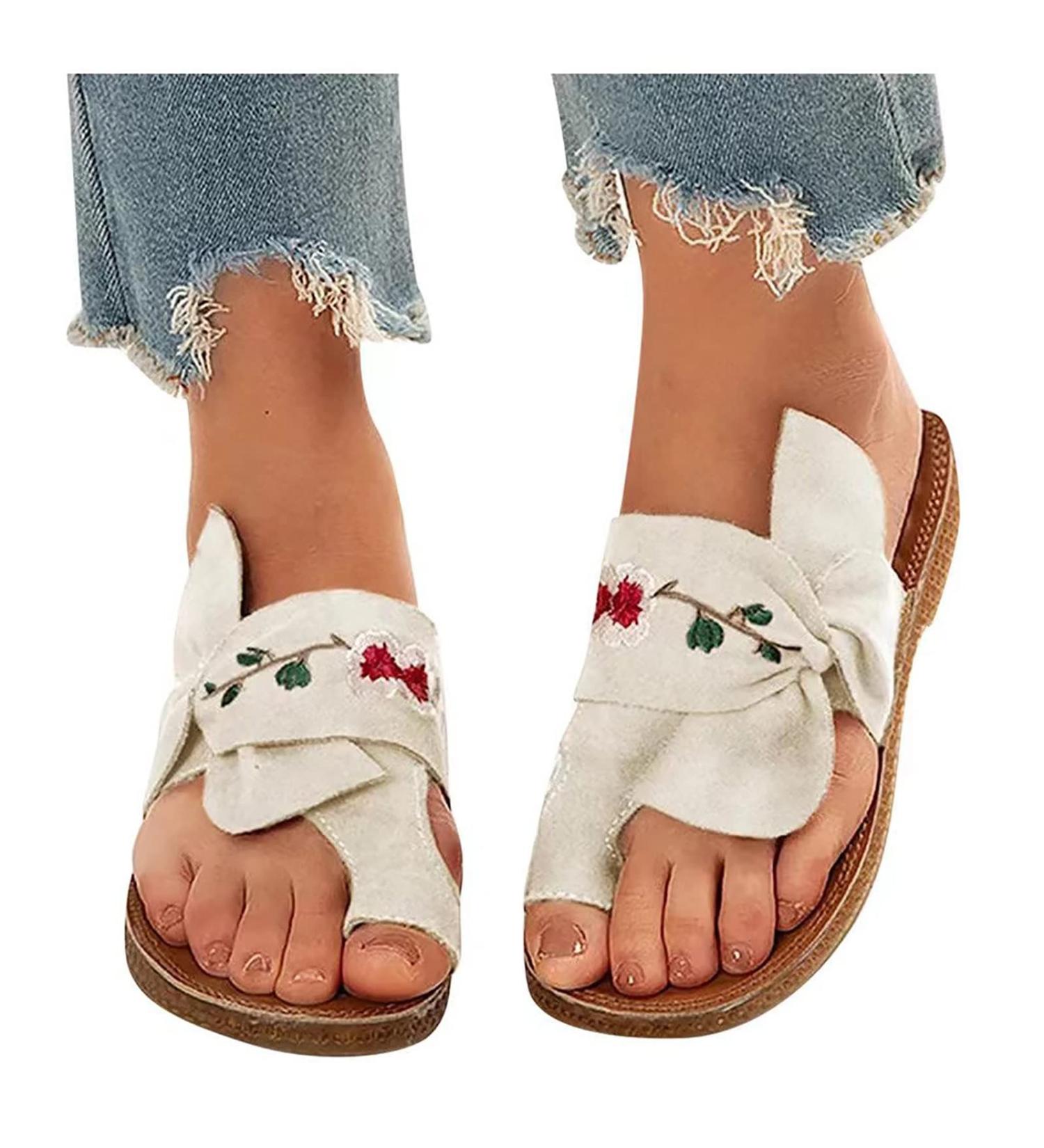 Women s Orthopedic Splint Sandal - Suede Bow Embroidered Big Toe Correction - Bunion Corrector Beach Slippers - Size 6 White - Buy Online on GoSupps.com