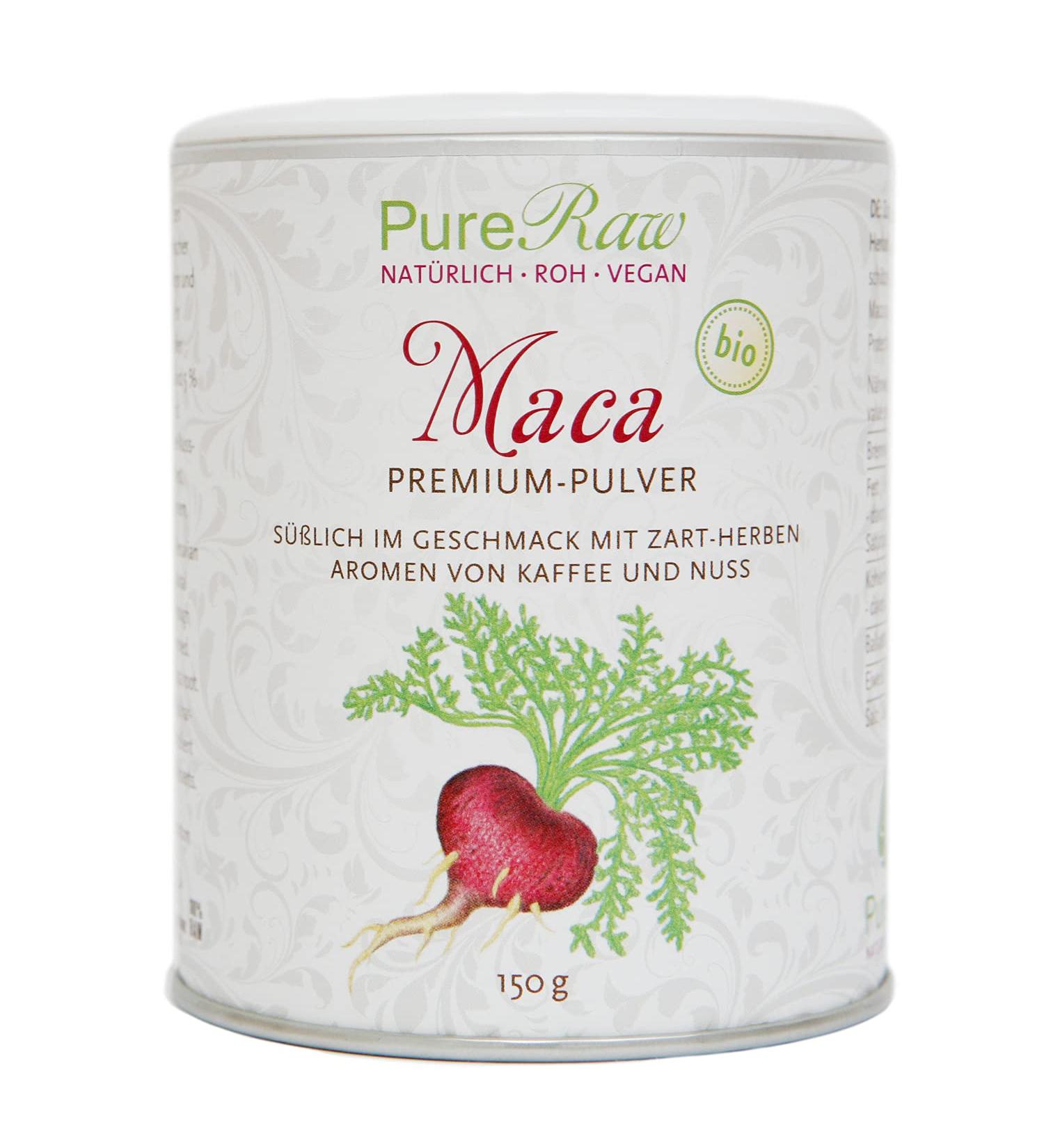Premium organic maca powder black red-purple yellow mix (raw vegan) Macawurzel 100% pure without additives-superfood for power smoothies-Organic RAW MACA ROOT POWDER BLACK RED PURPLE YELLOW |Pureeraw 150g Bio Premium 150 g (1 Pack)