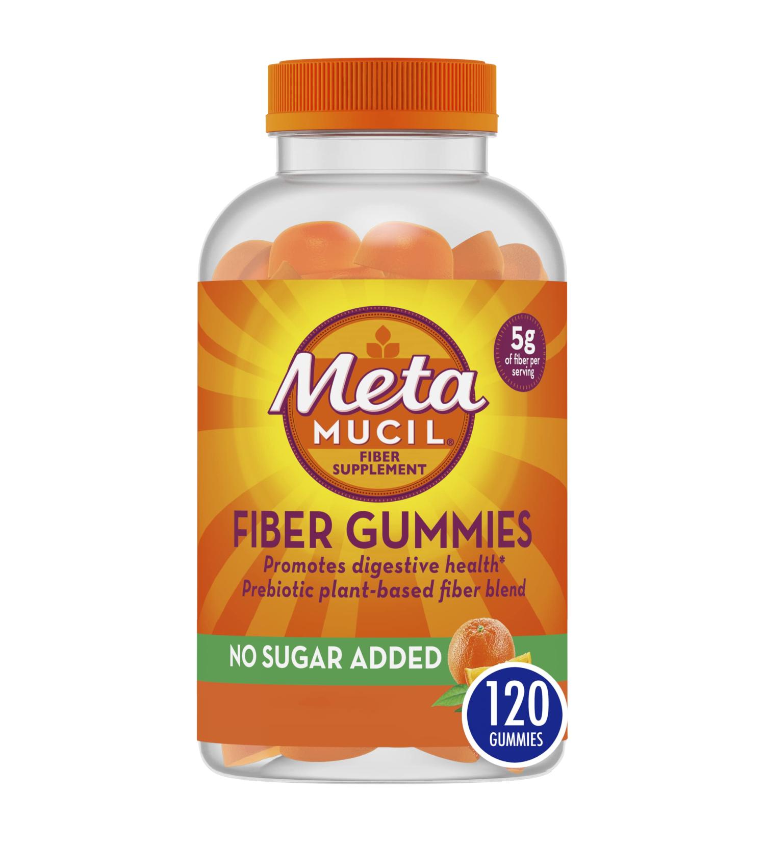 Metamucil Sugar-Free Orange Fiber Gummies - 5g Prebiotic Plant Based Blend - 120 Count - Buy Online on GoSupps.com