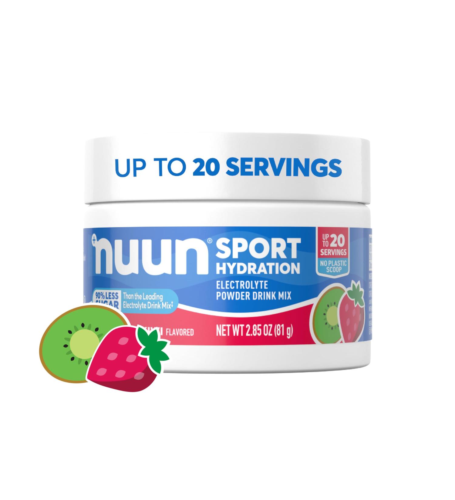 Nuun Sport Electrolyte Powder Canister - Strawberry Kiwi | Hydration Drink Mix with 5 Essential Electrolytes | Vegan Non-GMO Low Sugar | 20 Servings - Buy Online on GoSupps.com