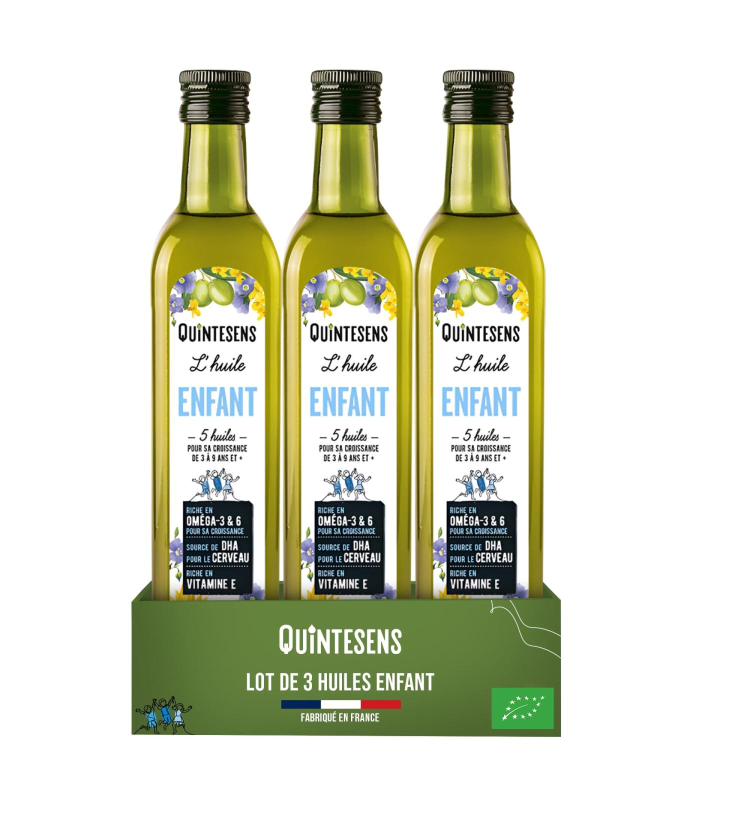Lot 3 Huiles Enfant QUINTESENS 250ml - Apports en DHA Om ga 3 6 & 9 et Vitamine E pour un D veloppement Solide pour la Vie - Production 100% Fran aise & Biologique - Buy Online on GoSupps.com