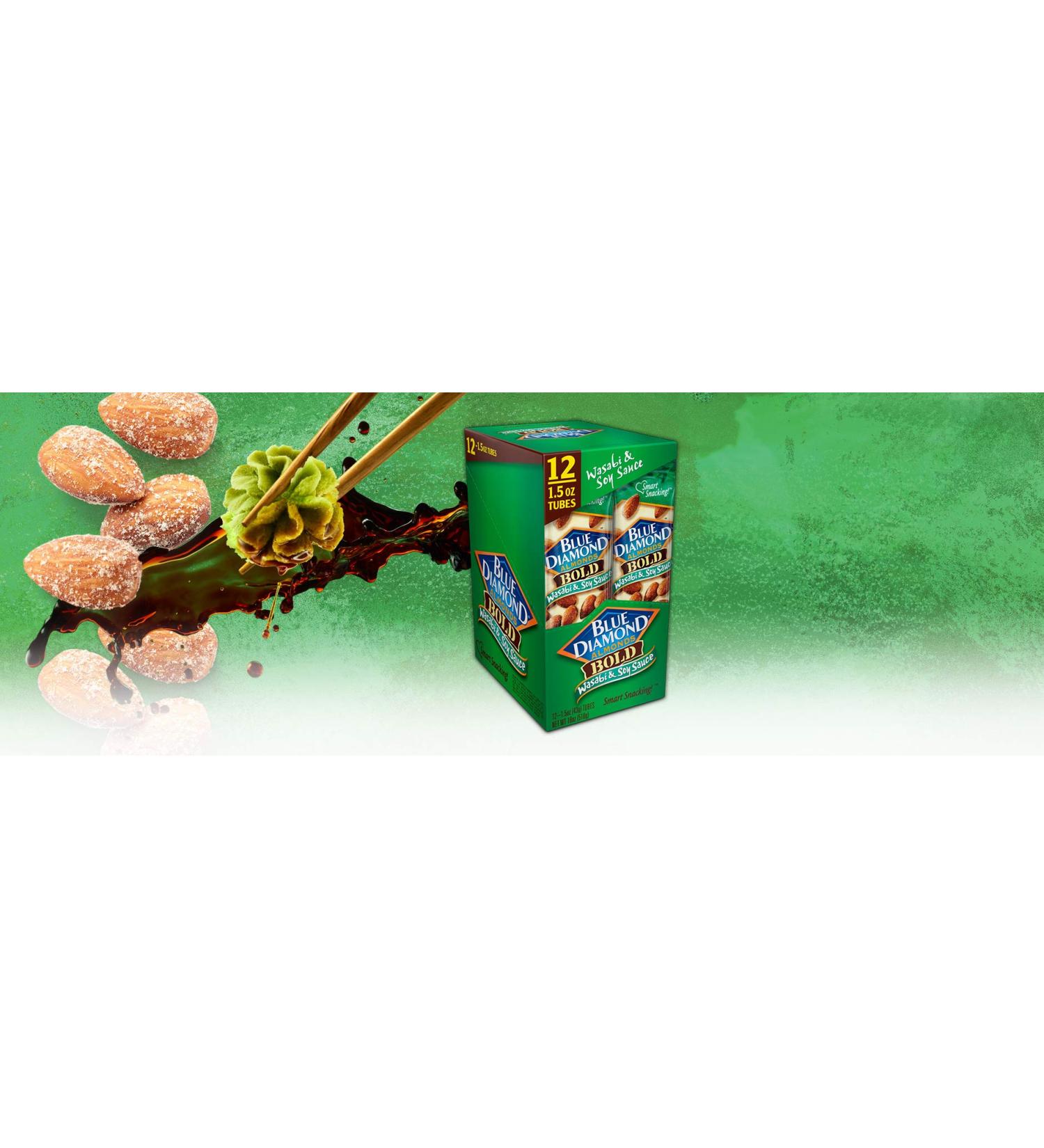 Blue Diamond Almonds Bold Wasabi & Soy 1.5oz (Pack of 12) - Spicy Snack Almonds - Buy Online on GoSupps.com