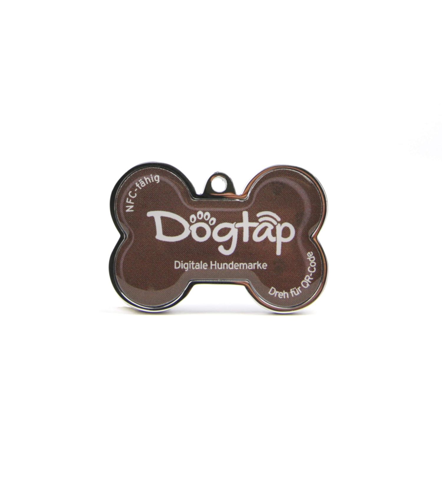 DogTap Solid Digital Dog Tag - NFC & QR Code for Contact Details | Waterproof Robust PVC & Metal | Perfect 41.6 x 28.5 x 4.6 mm Brown Design - Buy Online on GoSupps.com