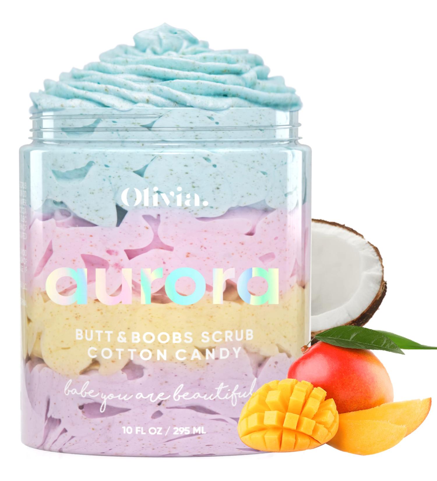 OLIVIA Aurora Rainbow Exfoliating Scrub for Butt, Thighs & Breasts - Handmade Exfoliator for Acne, Cellulite, Stretch Marks & more - Buy Online on GoSupps.com