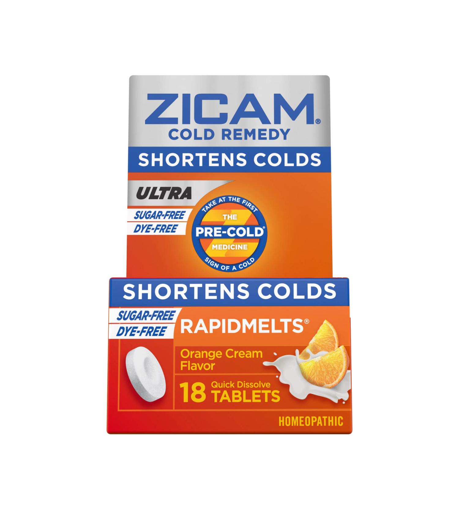 Zicam Ultra Cold Remedy RapidMelts - 18 Quick Dissolve Orange Cream Tablets - Buy Online on GoSupps.com