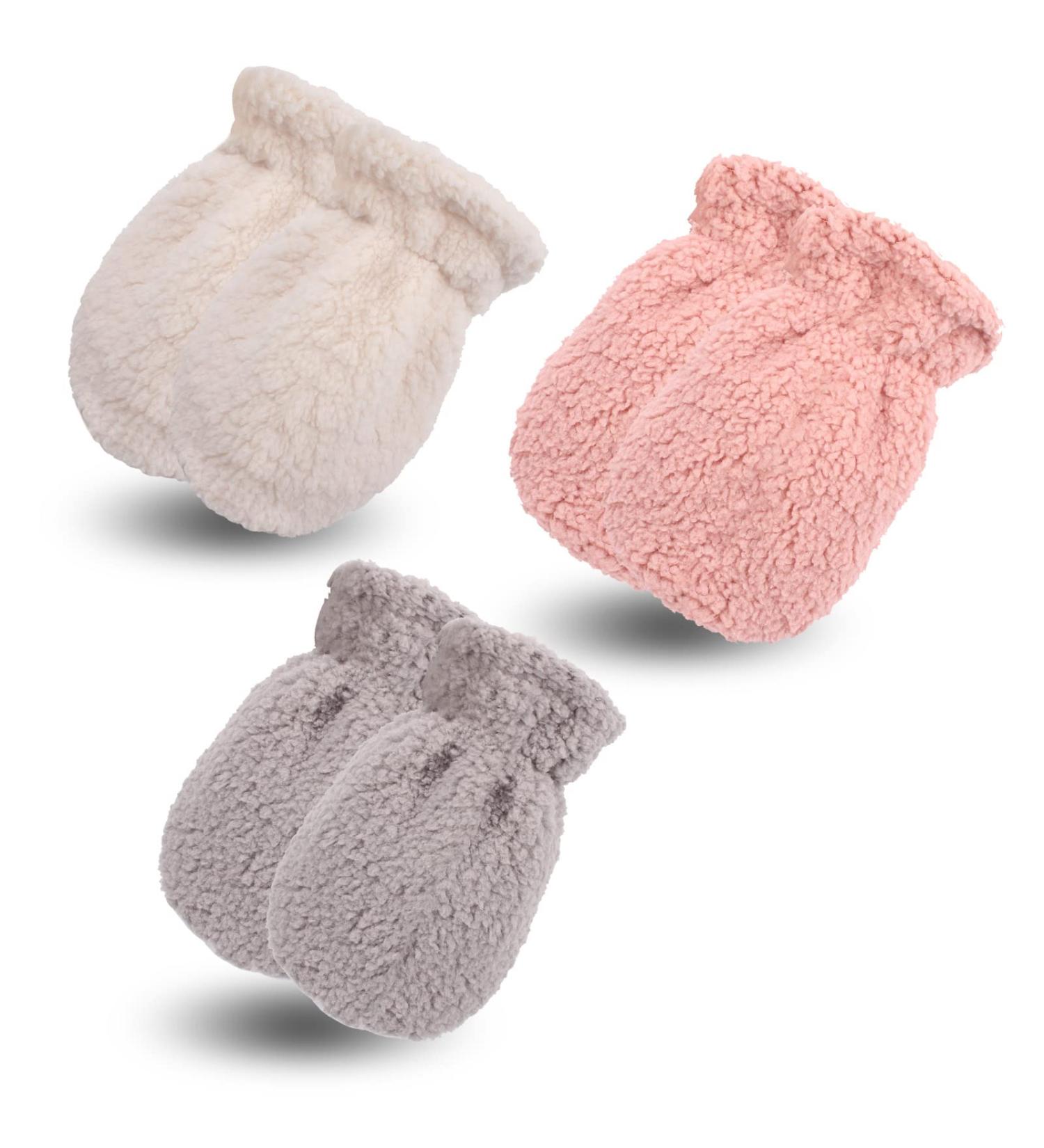 Pesaat Double Layer Fleece Baby Gloves - Anti-Scratch Mittens for Boys and Girls 6-12 Months (3pcs) - Winter Infant Toddler Warm Mittens - Buy Online on GoSupps.com