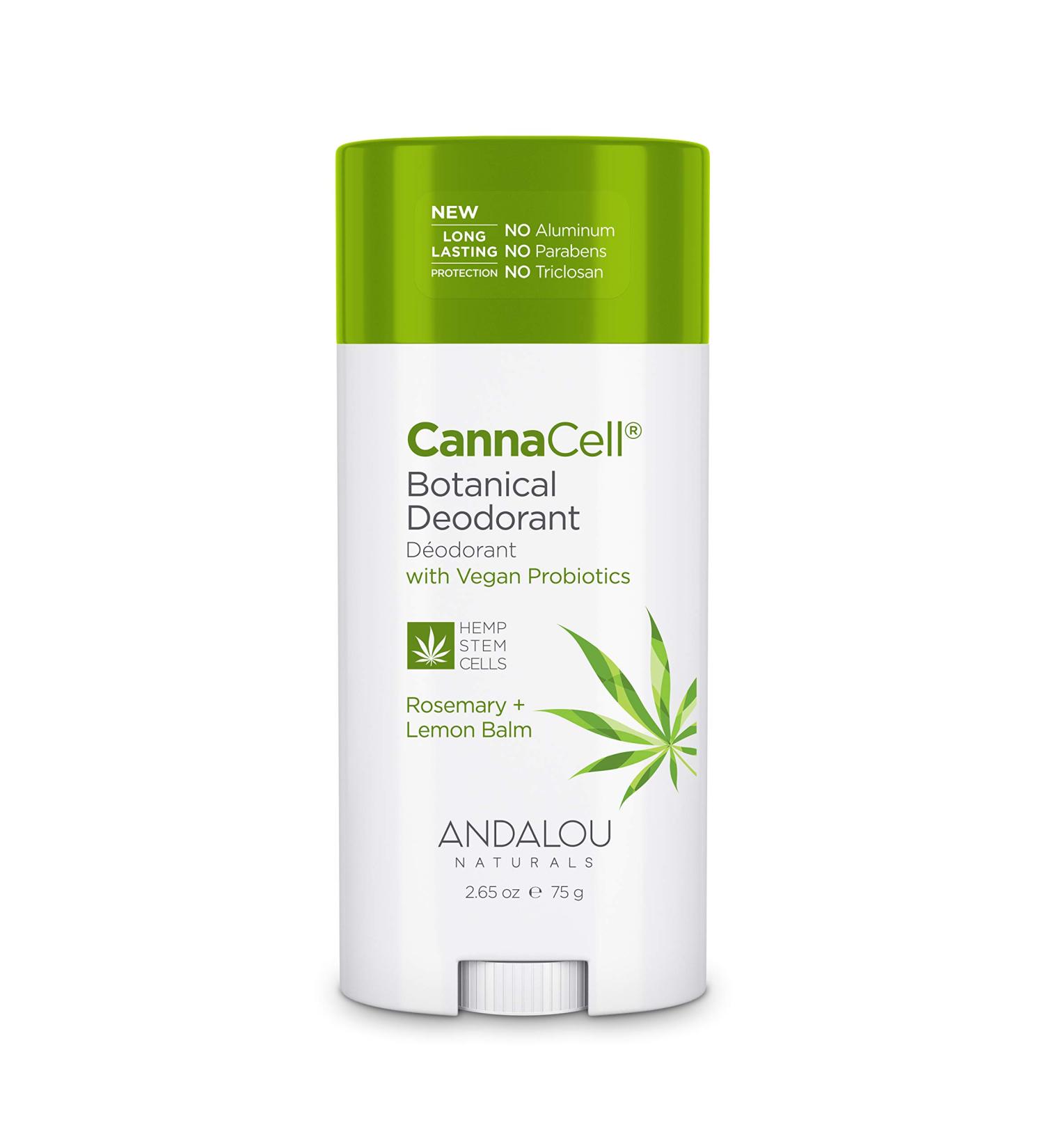 Andalou Naturals Cannacell Deodorant - Rosemary & Lemon Balm, 2.65 oz | Natural & Vegan Formula - Buy Online on GoSupps.com