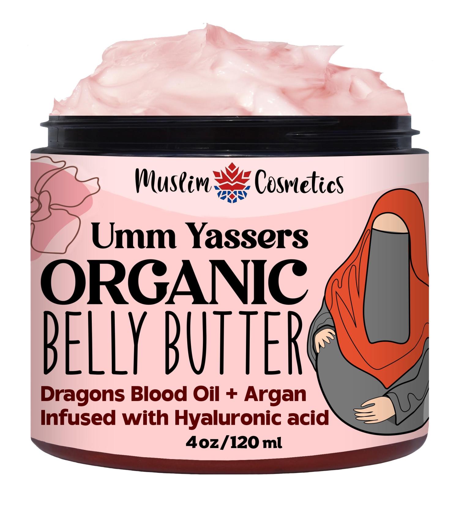 ORGANIC Belly Butter | Hyaluronic acid | Rose + Frankincense + Myrrh & Neroli essential oils | Natural Tummy cream || Made in Canada - Muslim Cosmetics - Umm Yassers (4oz (120ml))