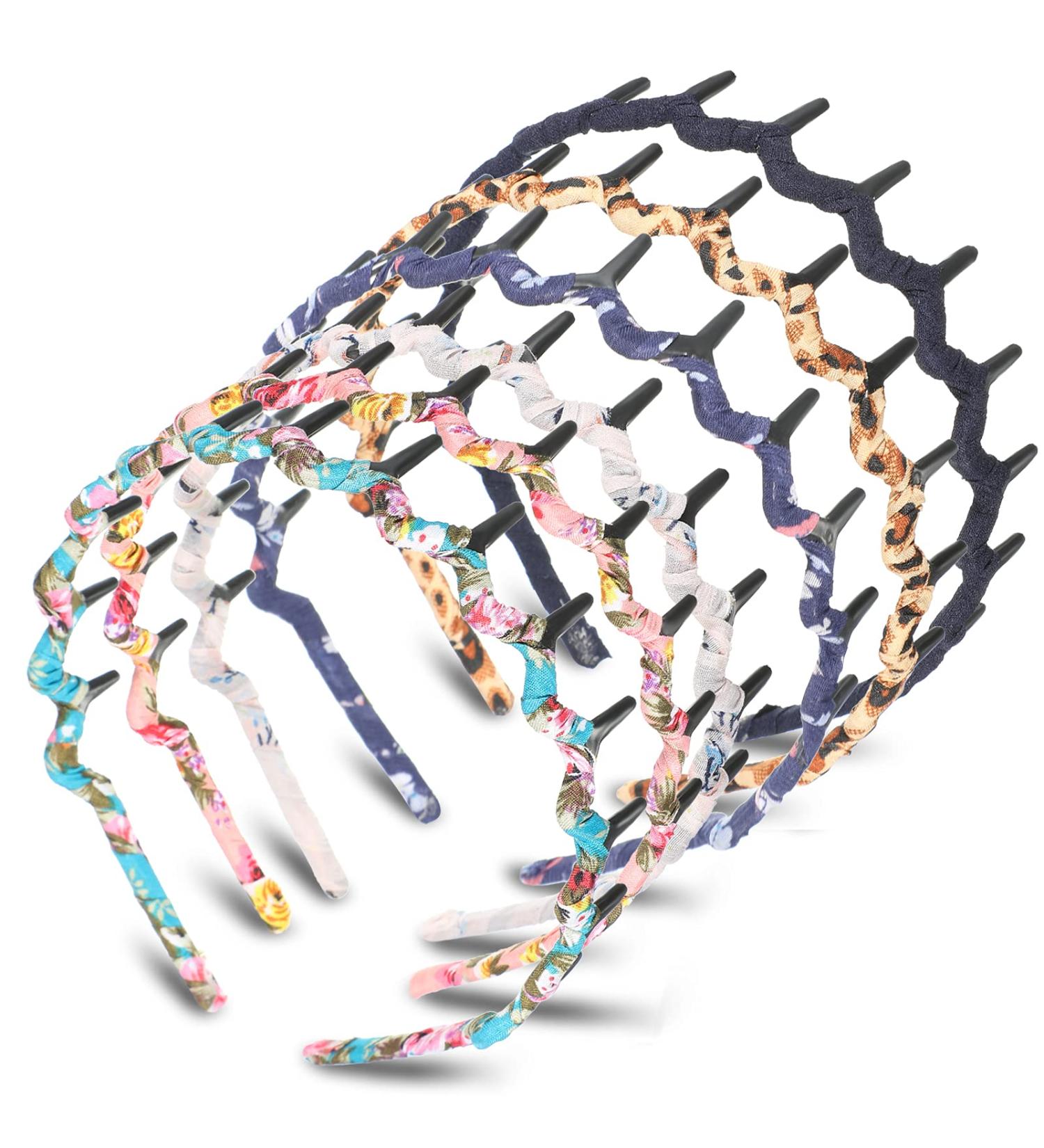 Chic Zigzag Shark Tooth Hair Comb Headband - 6 Colors, Wrapped Cloth Hard Hair Band for Women & Girls - Buy Online on GoSupps.com