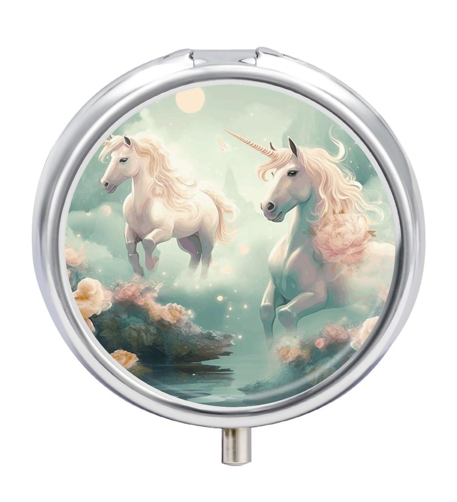 Buy Unicorns Printing 3 Compartment Travel Pill Box - Portable Medicine Organizer for Purses & Handbags - Ideal for Travel - Buy Online on GoSupps.com