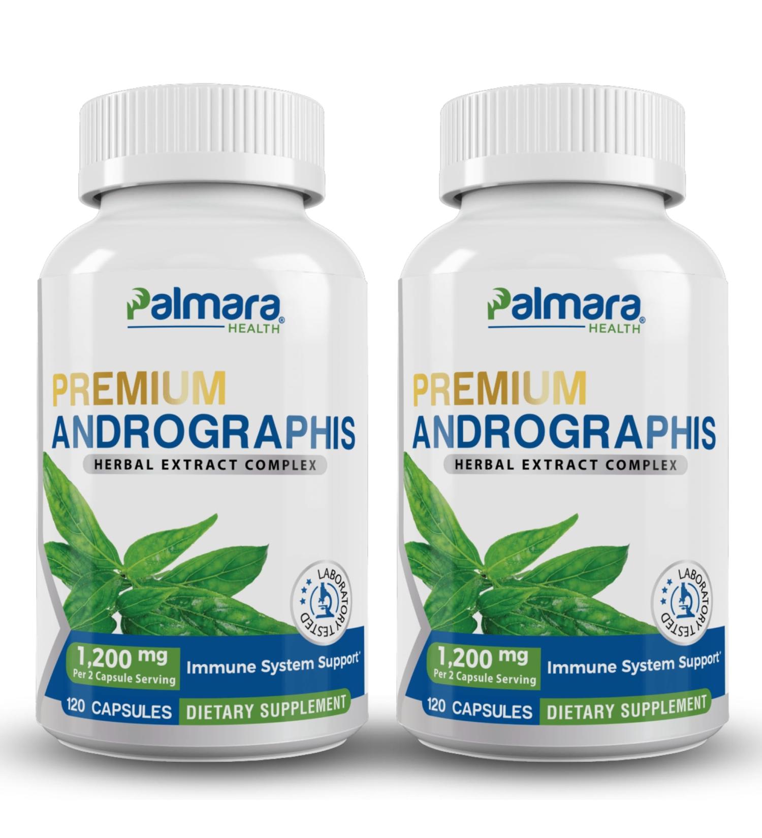 Palmara Health Premium Andrographis Paniculata Extract 2 Pack - 1,200mg (100mg Andrographolides) per Serving, Non-GMO, Vegan, Gluten Free 240 Count (Pack of 1) - Buy Online on GoSupps.com