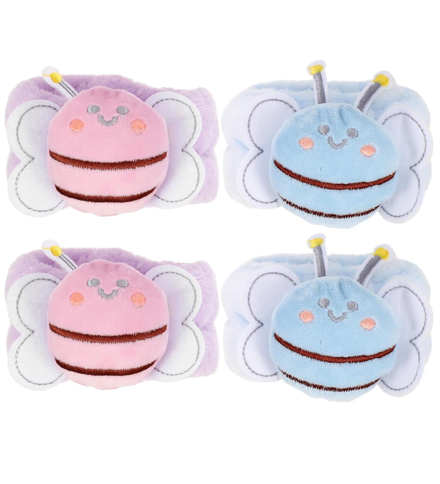 SHERCHPRY 4pi ces Bracelets De Spa Flanelle Pour Lavage Du Visage Lot De Bracelets Abeille Absorbant Eau Et Confortables - Buy Online on GoSupps.com