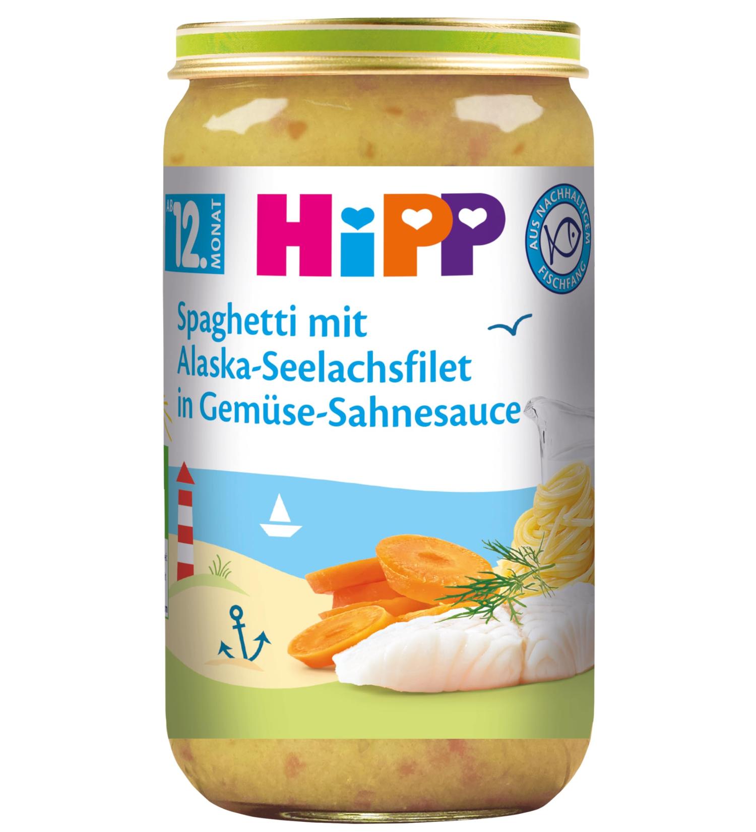 Hipp Spaghetti with Alaska-Seel axis fillet in vegetable cream sauce 6 Pack (6 x 250 g) H 6825 spagh./Lachs/gem.250g 250 g (6 -pack) single