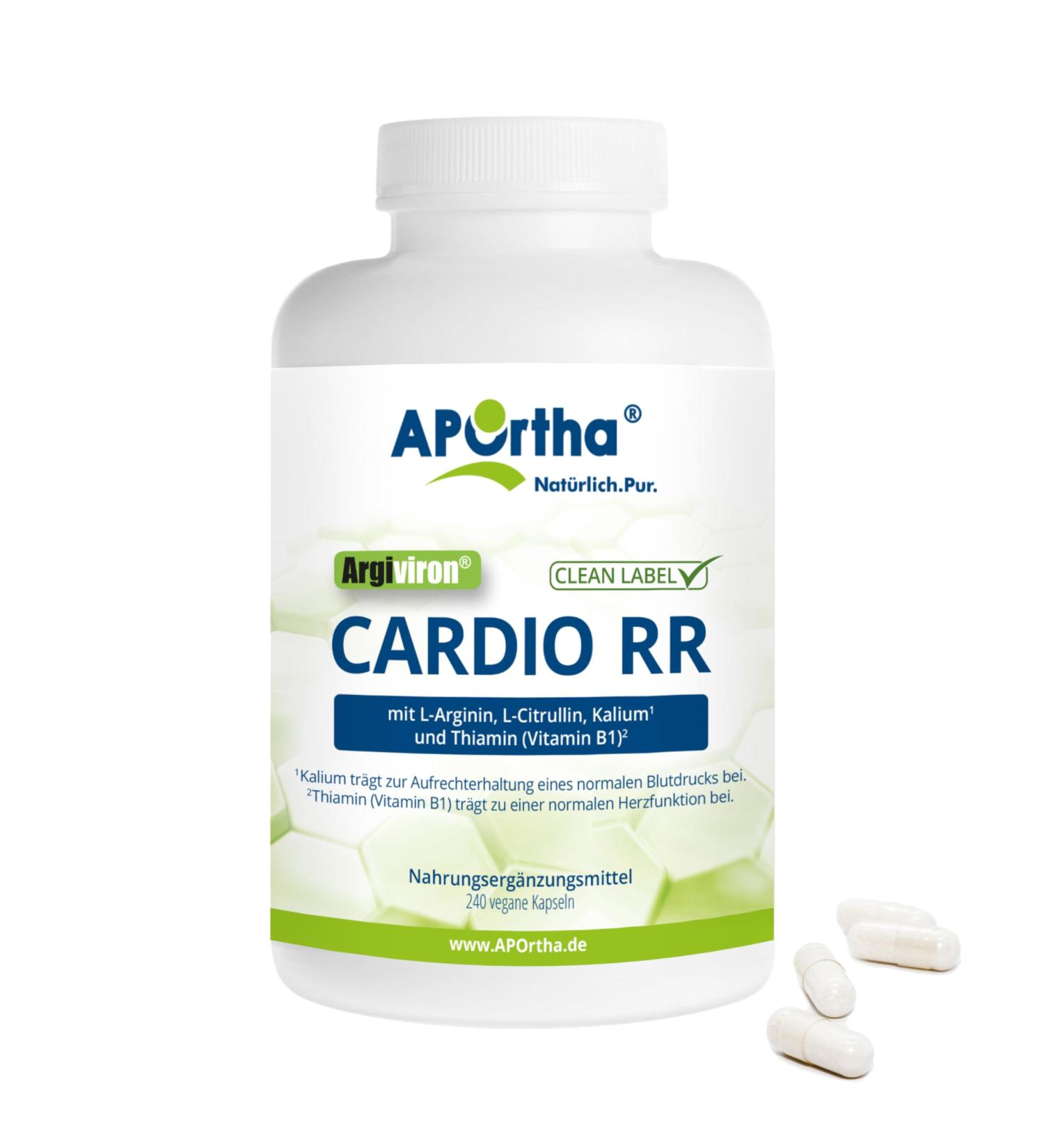 Buy Aportha Cardio RR - 240 Vegan Capsules | L-Arginine L-Citrulline Heart Vitamins | Gluten-Free Allergen-Free Sugar-Free 1 Month Supply - Buy Online on GoSupps.com