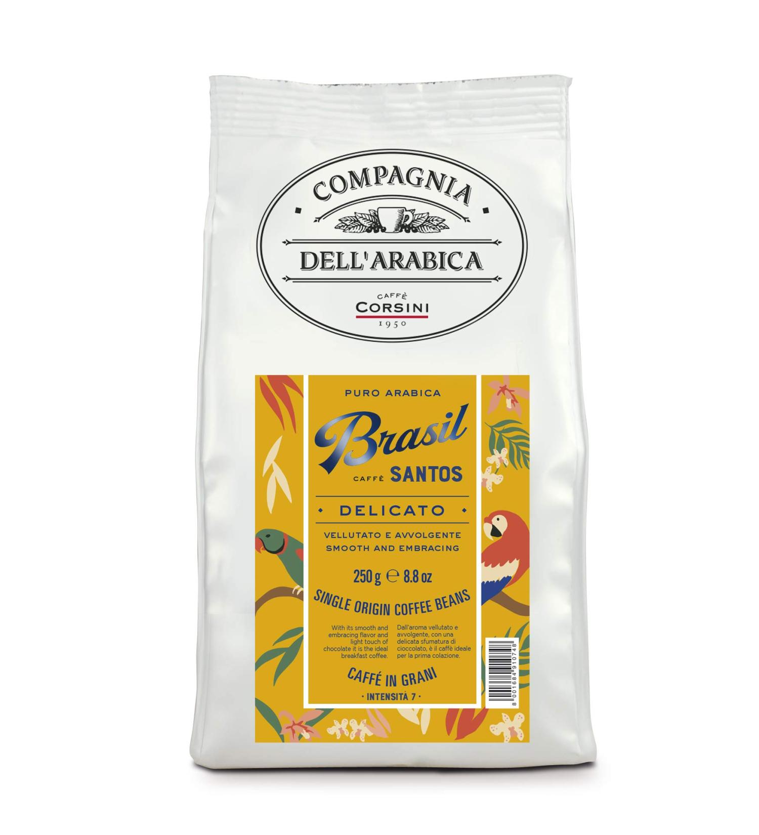 Coffee Compagnia dell'Arabica Brazil Santos grain 250 g. - Buy Online on GoSupps.com