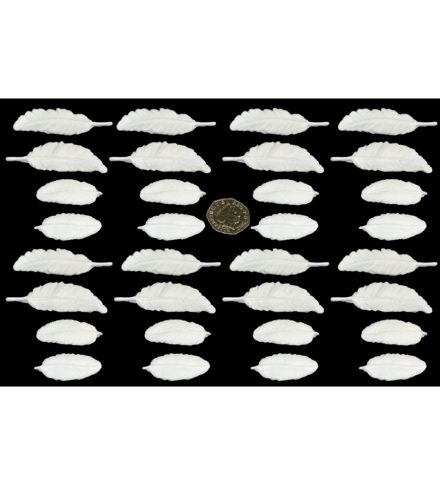 32 x edible 3D feathers feather icing toppers cake cupcakes decorations (White)