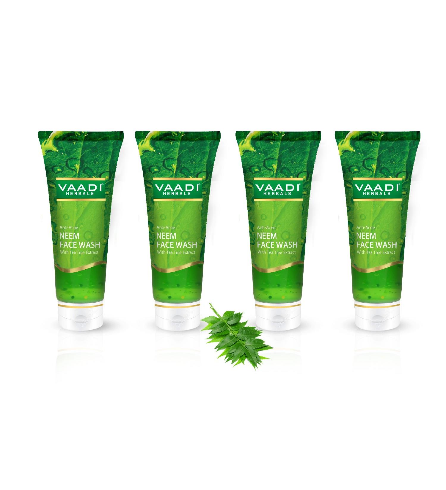 Vaadi Herbals Acne Face Wash Skin Cleanser Neem With Tea Tree Extract 4x60ml - Buy Online on GoSupps.com