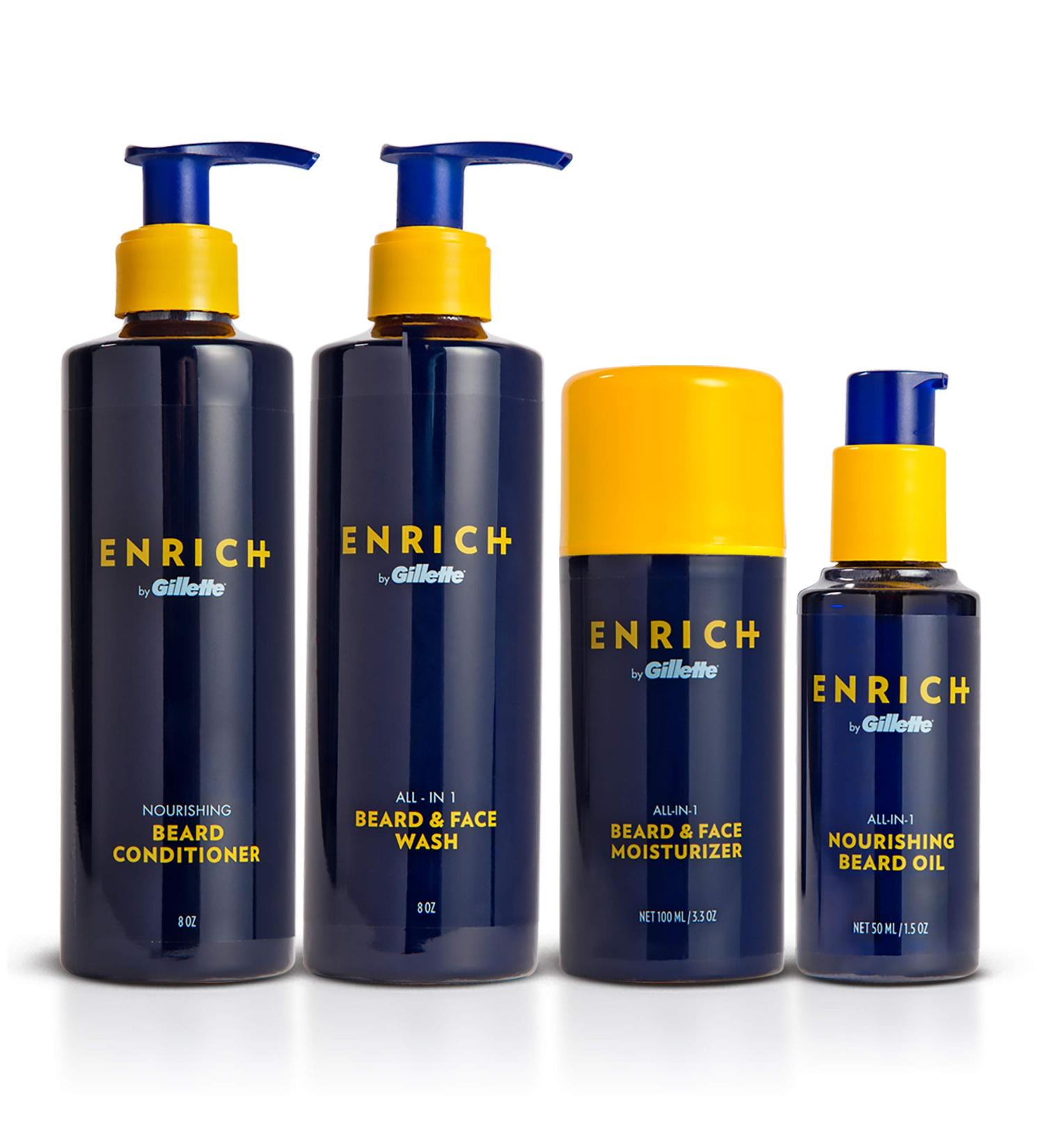 Gillette Enrich Beard & Face Care Starter Kit for Men - 4 Piece Beard Care Set - International Shipping Available - Buy Online on GoSupps.com