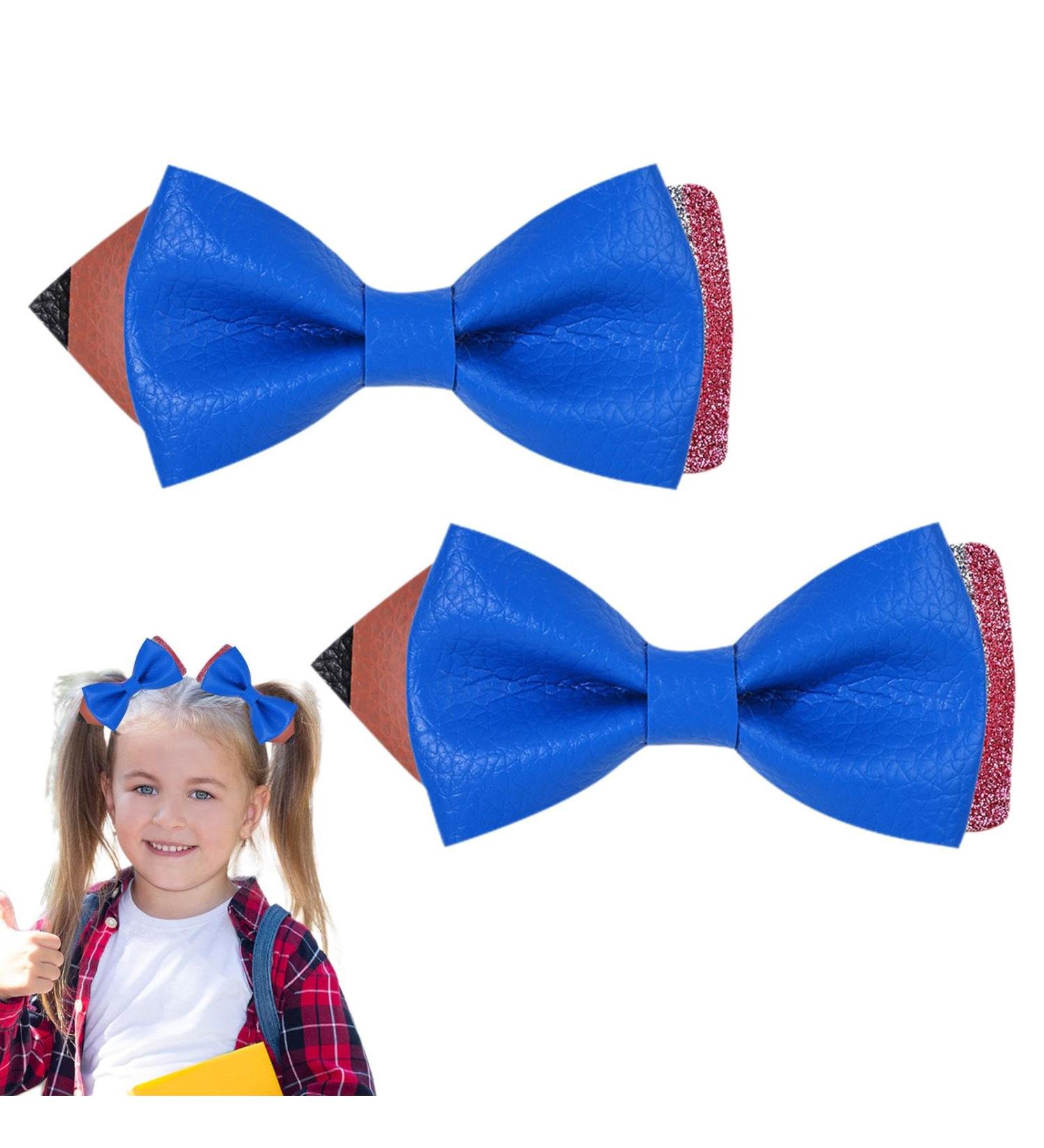 Fun Hair Clips | Pencil Bows Clips Ponytail Holder Hairgrips School Hair Accessories Unique Hair Pin Clips for Kindergarten Students on First Day of School Blue - Buy Online on GoSupps.com