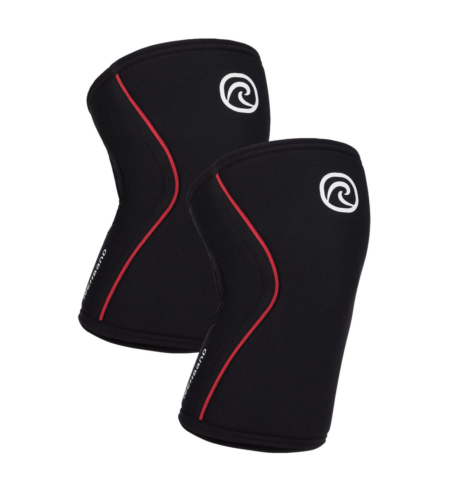 Knee Sleeve Rehband 7mm Neoprene - Flexible Non-Slip Knee Support for Strength Training & Fitness - Black/Red - Unisex Pair S - Buy Online on GoSupps.com