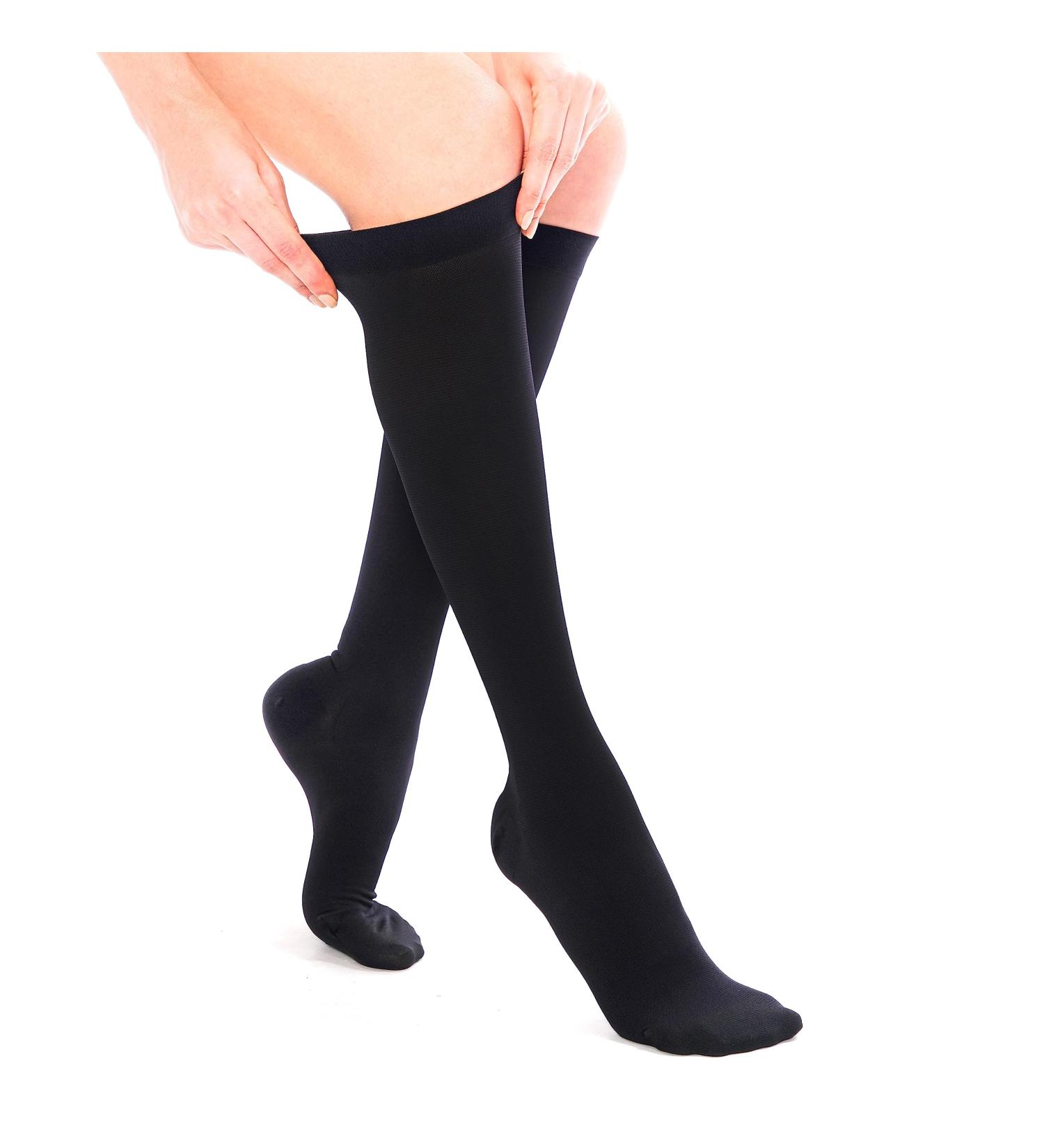 Opaque Compression Stockings for Women | Travel Knee High Support Socks for Flying & Running - X-Large - Buy Online on GoSupps.com
