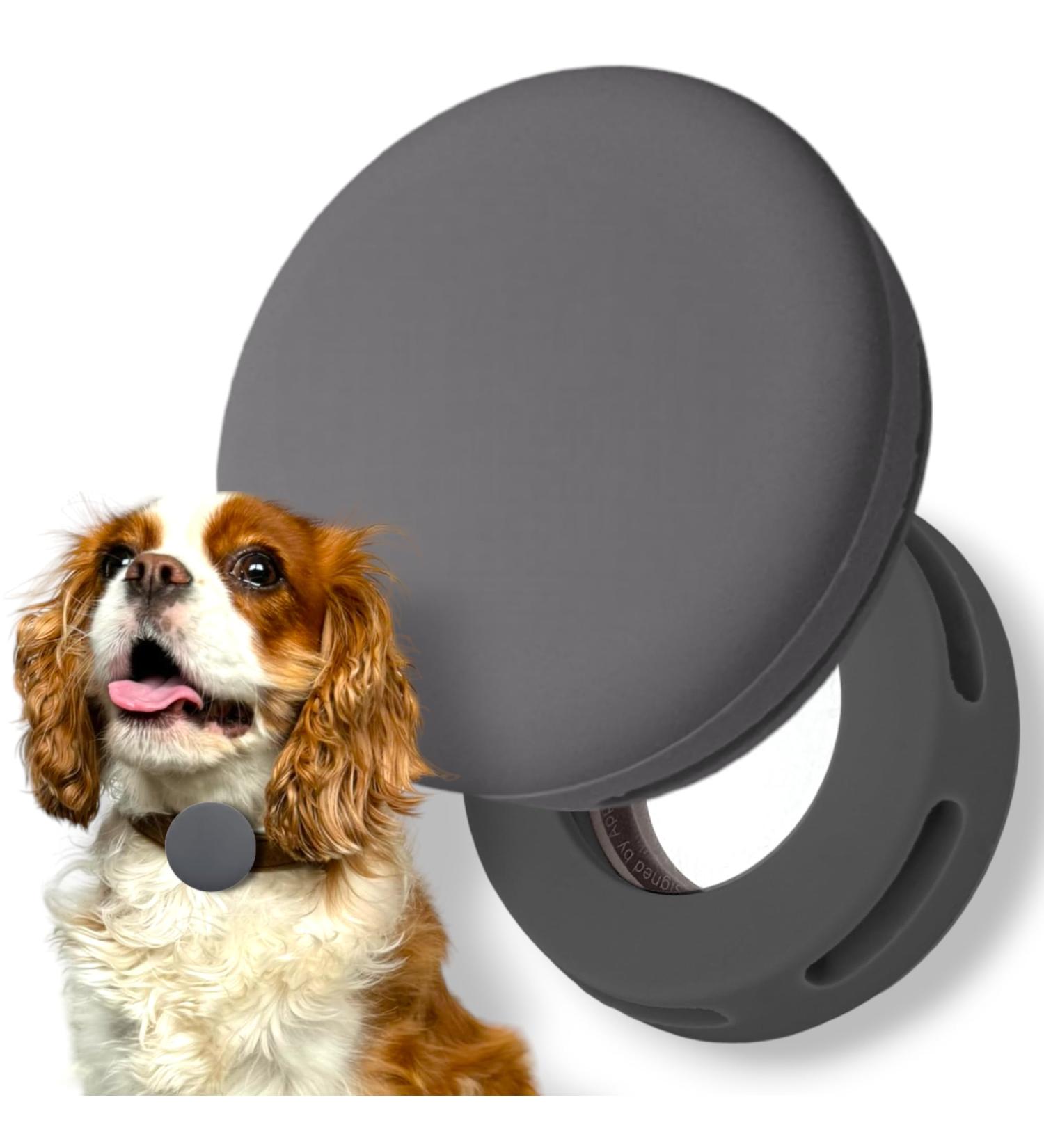 Moosh Silicone Airtag Holder for Dogs & Cats | Stylish & Safe Pet Tracker Accessory in Gray - Buy Online on GoSupps.com