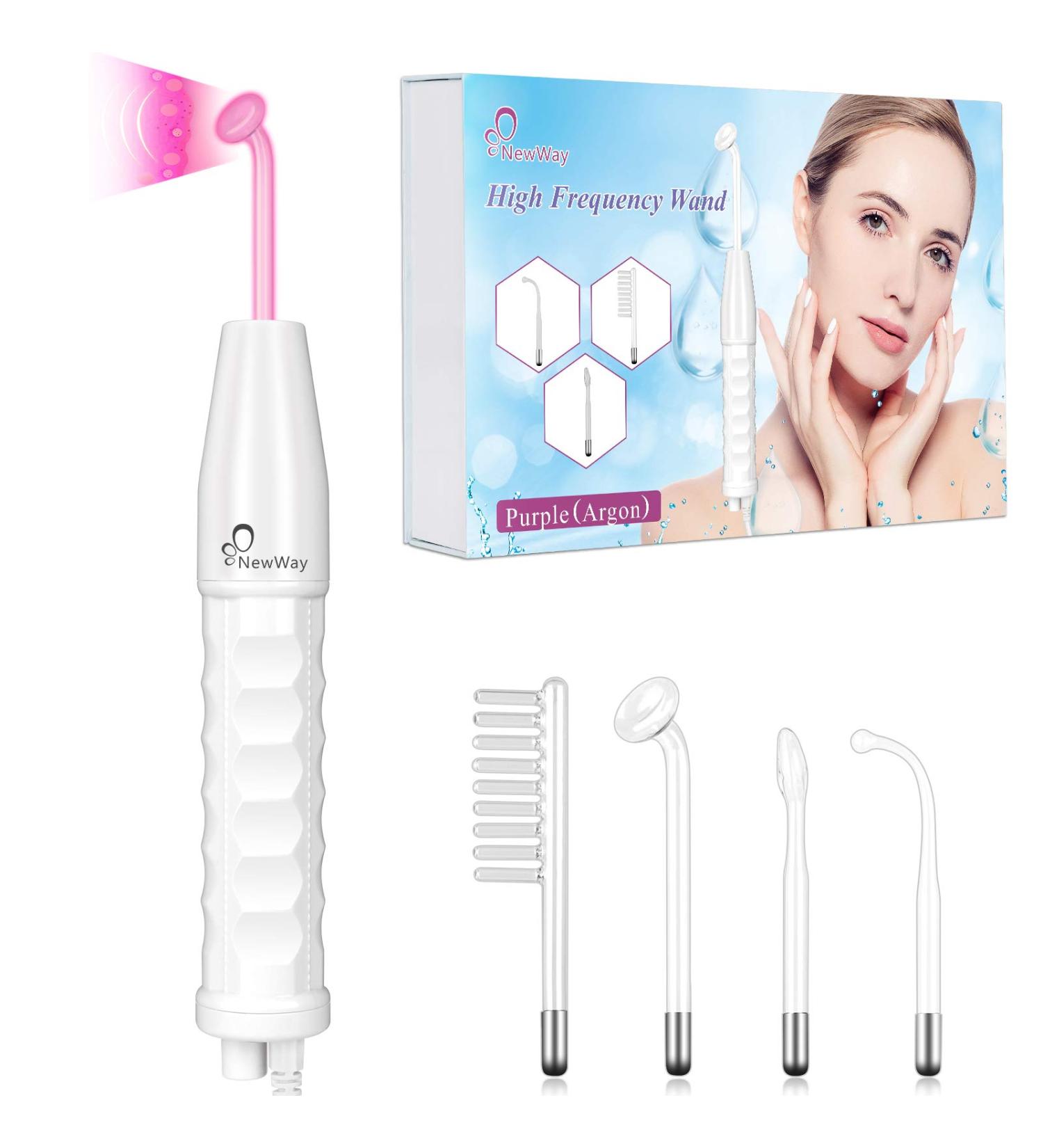 NewWay High Frequency Therapy Wand Machine with 4 Argon | Skin Tightening, Hair Follicle Stimulation, Facial Beauty Treatment - Buy Online on GoSupps.com