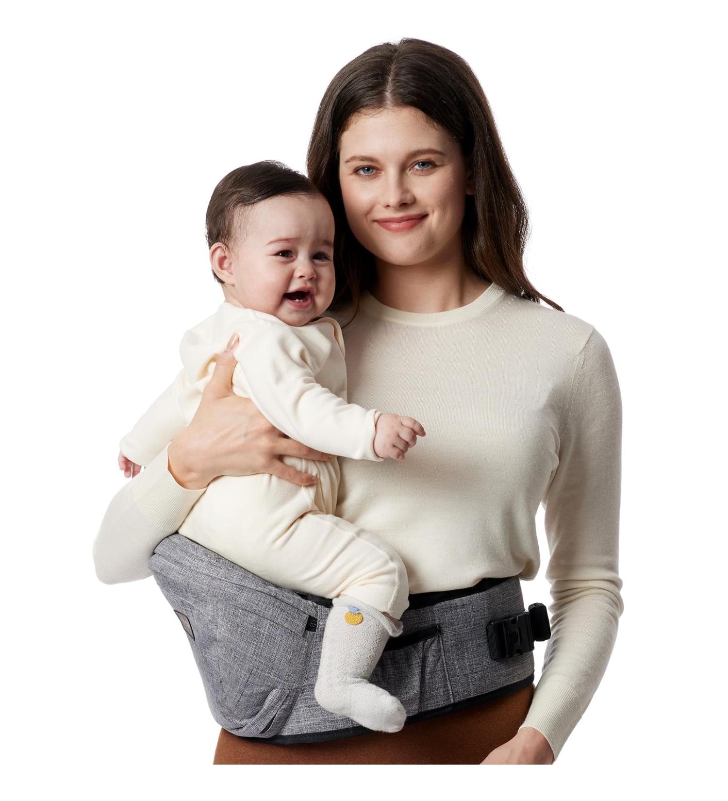 MomcoZy Hip-Seat Baby Carrier | 3D Belly Protection & EVA Massage Plate | Perfect for Newborns & Toddlers Up to 20 kg - Medium Gray - Buy Online on GoSupps.com