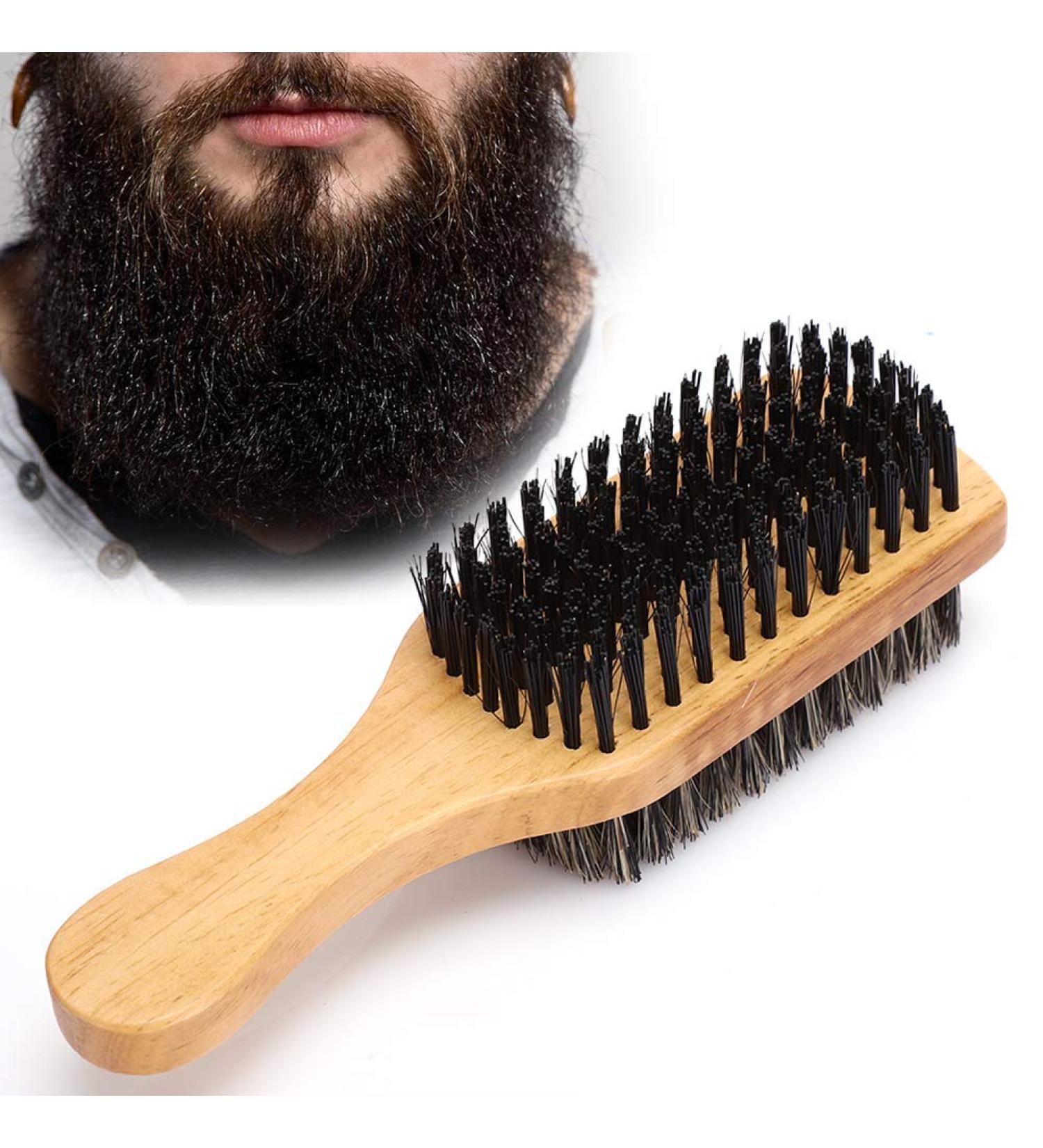Premium Double-Sided Wood Beard Brush - Soft Horse Mane Hair Men's Daily Grooming & Care - Buy Online on GoSupps.com