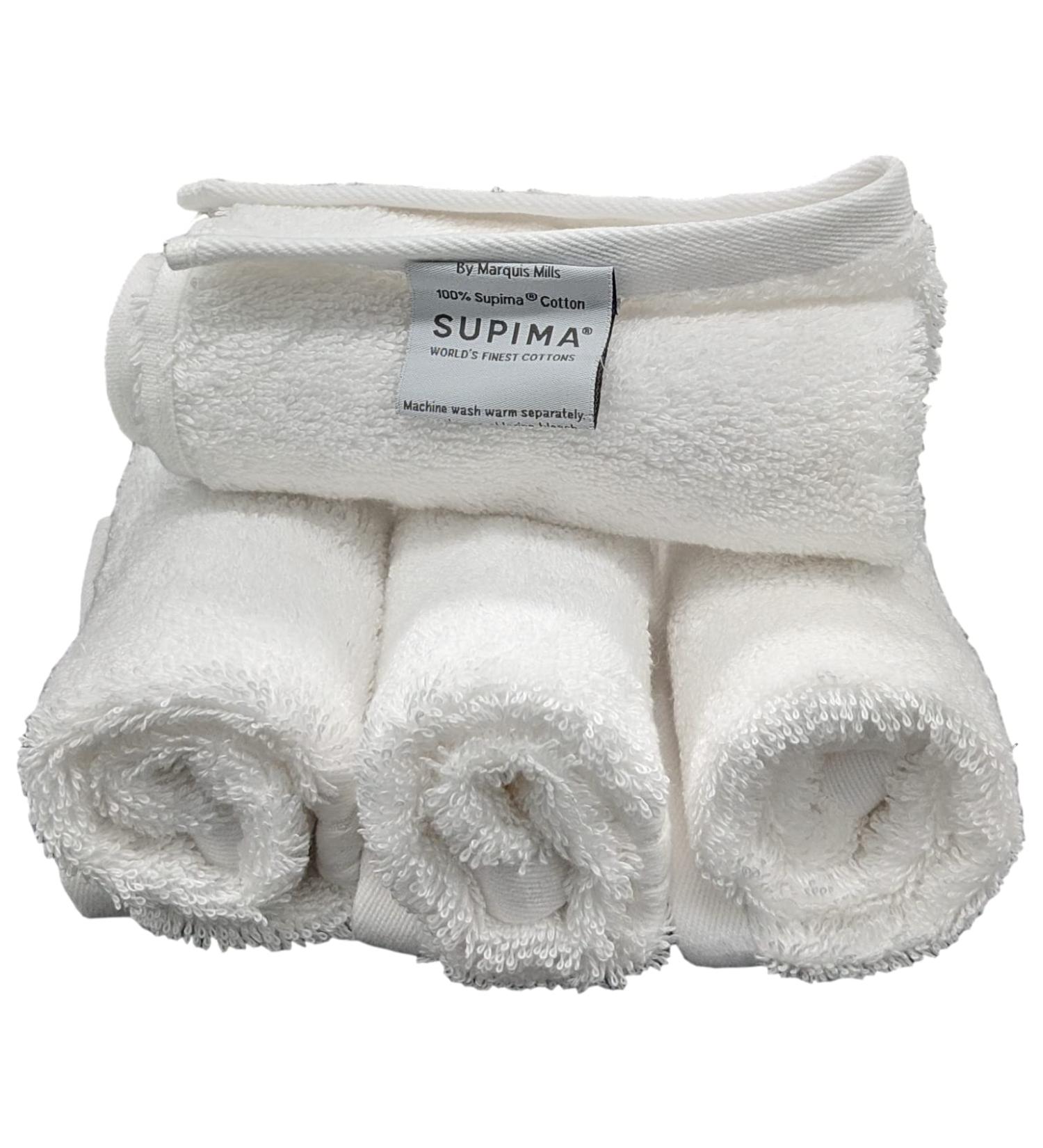Marquis Mills Set of 12-14 x 14 White Washcloths | Supima Cotton | Embrace Collection - Buy Online on GoSupps.com