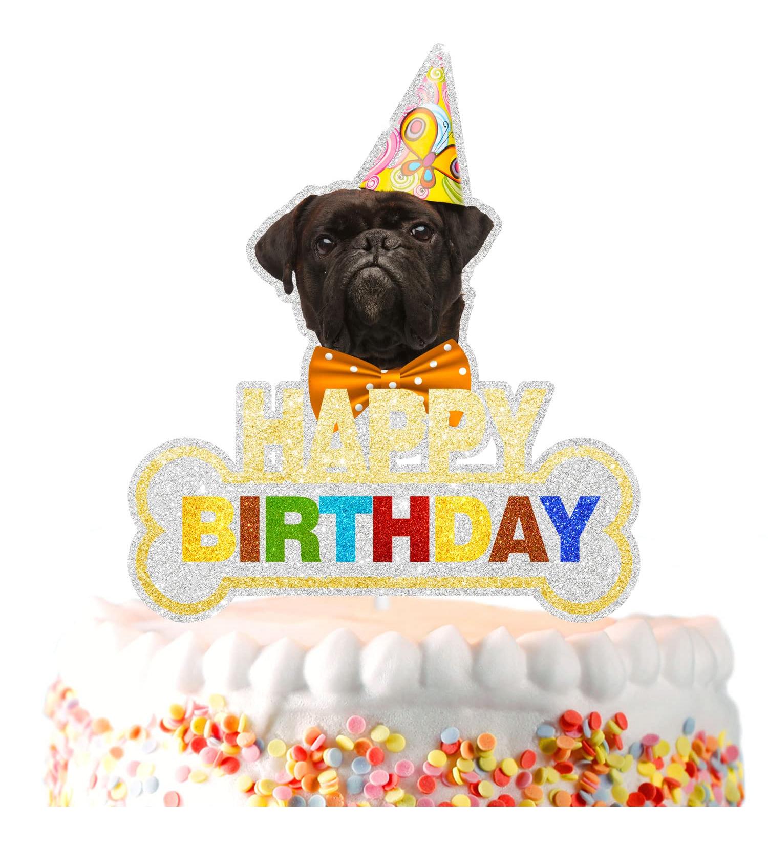 Pug Happy Birthday Cake Topper - Puppy Pet Theme Welcome new members Boy Girl Birthday Party Supplies Decorations - Buy Online on GoSupps.com