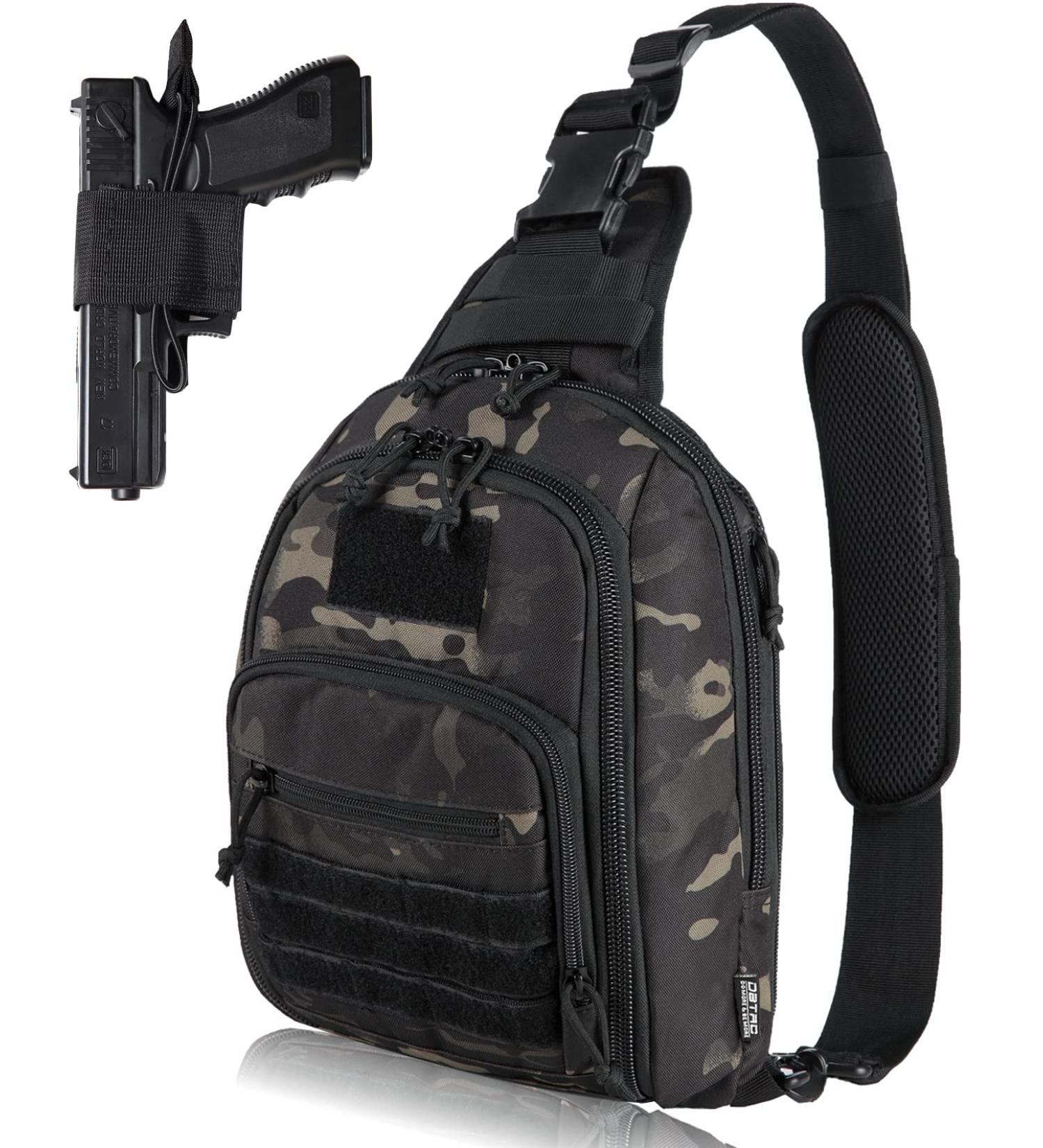 BTAC Tactical Sling Bag - Compact Chest Pack for Concealed Carry - Black Camo - Buy Online on GoSupps.com