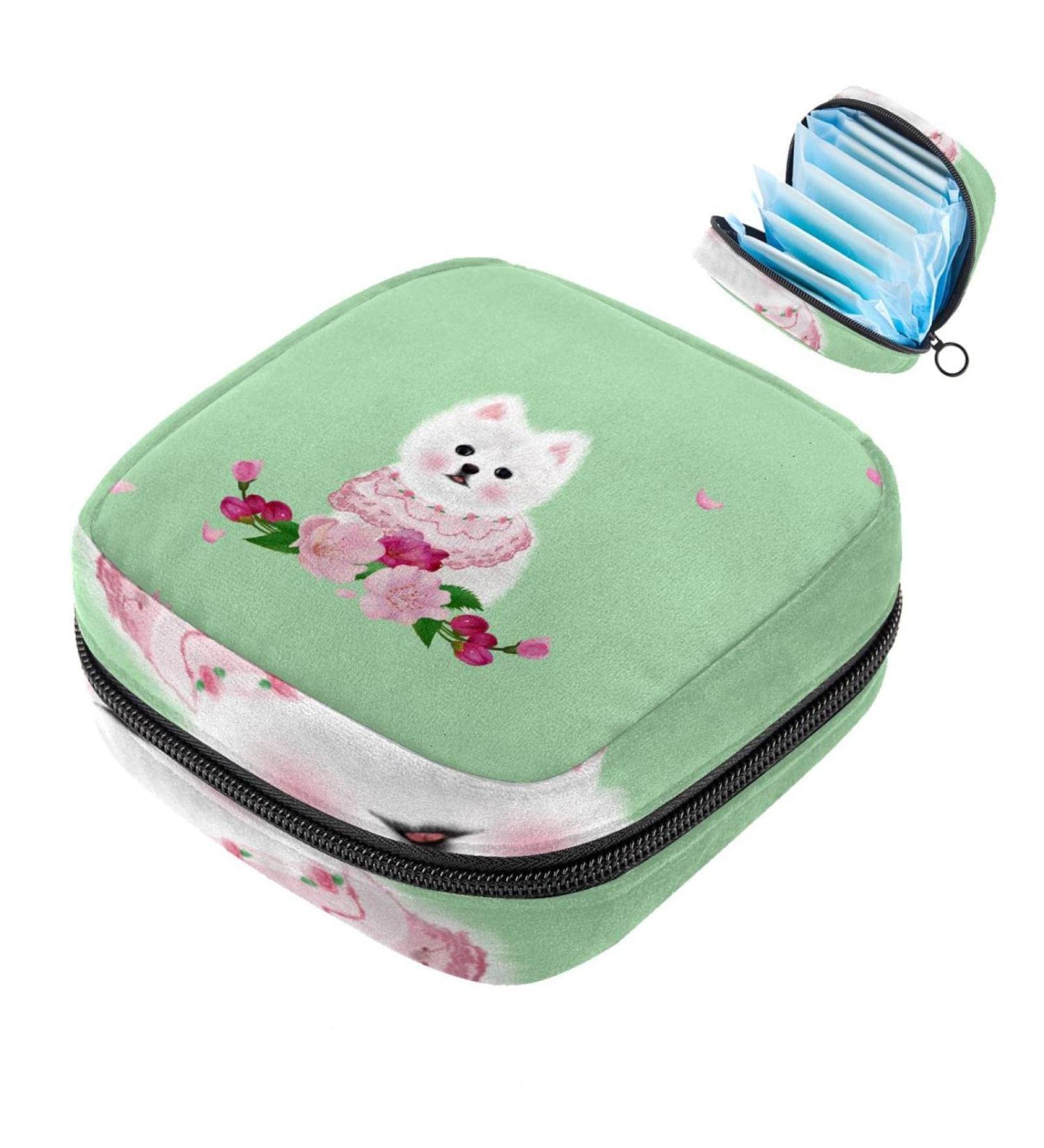 Shop Cute Dog Wreath Napkin Storage Bag - Portable Period Bag for Women & Teens Menstrual Cup Holder & Breastfeeding Pillow Organizer - Buy Online on GoSupps.com