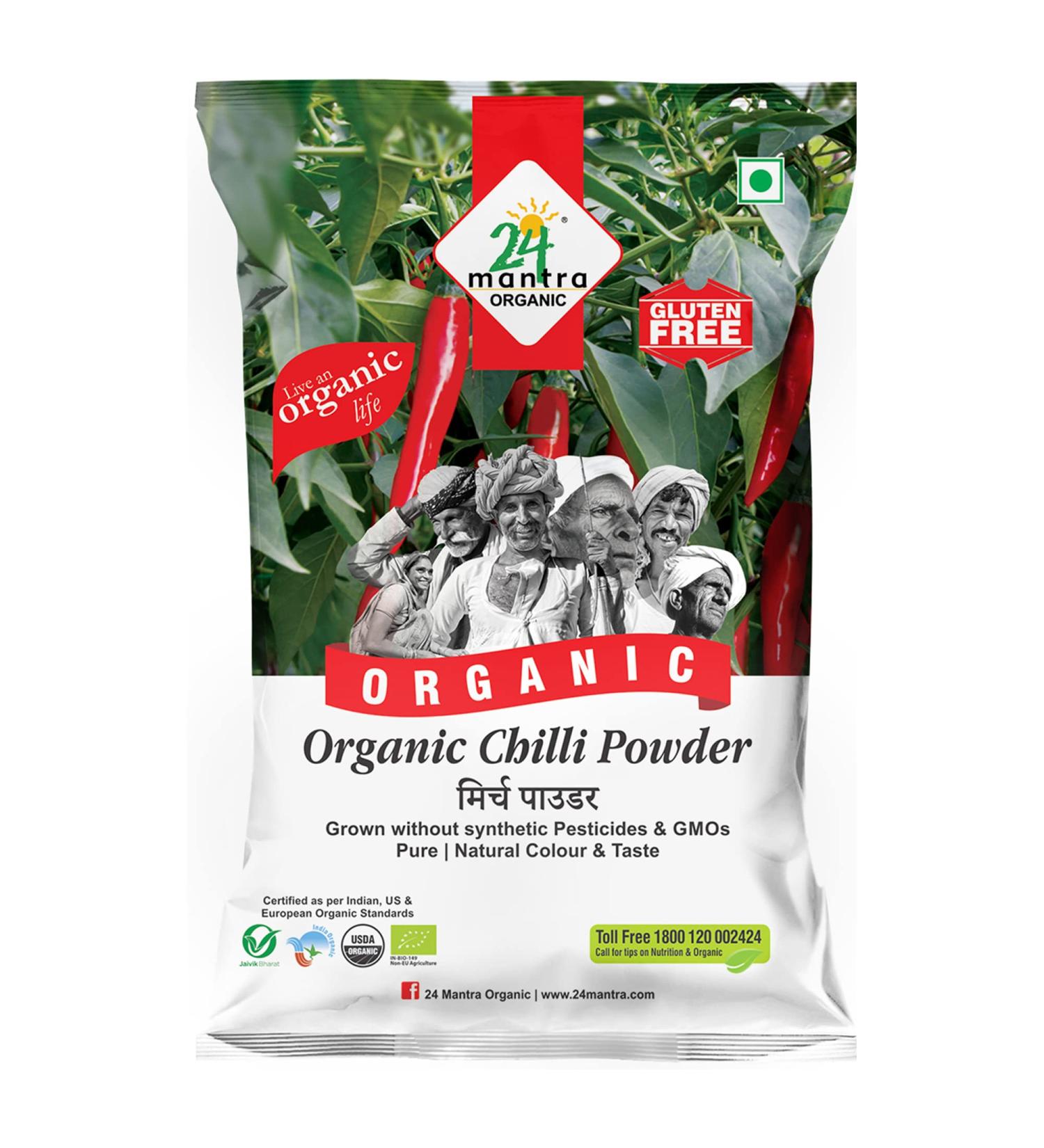 24 Mantra Organic Chilli Powder 3.5oz - Premium Quality Spice for Authentic Flavors - Buy Online on GoSupps.com