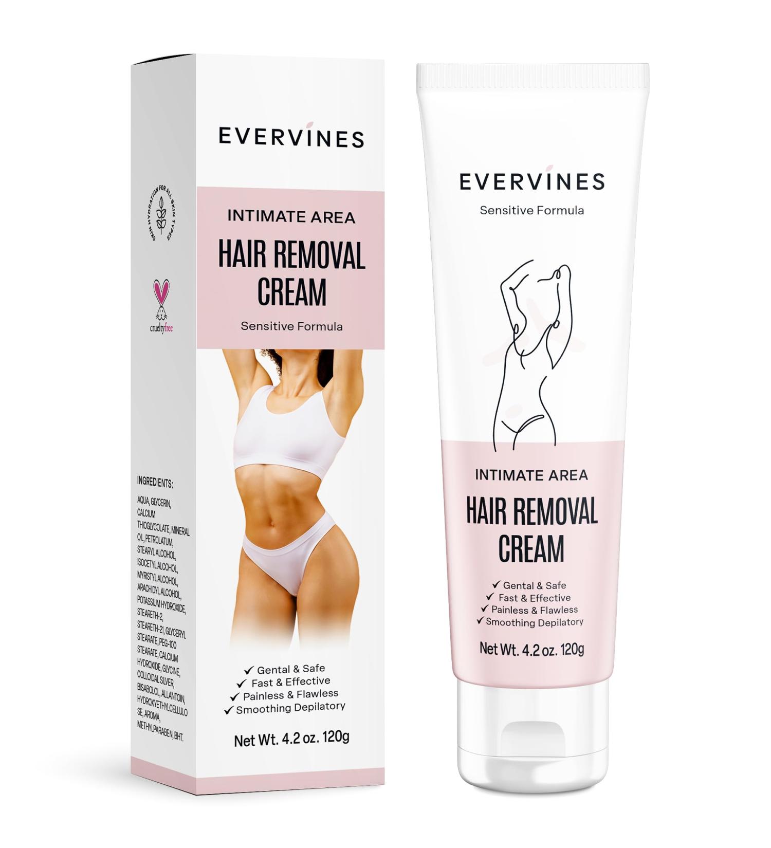 Intimate Hair Removal Cream for Women & Men - Safe Whole Body Depilation (4.2oz) - Bikini Face Legs & Underarms - Buy Online on GoSupps.com
