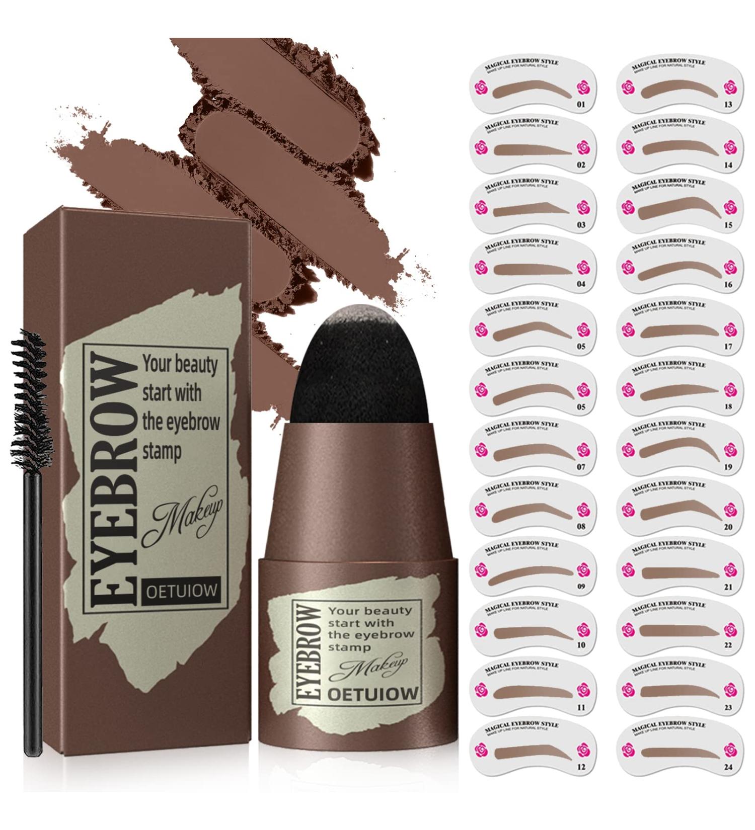 Eyebrow Stamp Stencil Kit - 24 Reusable Stencils | Waterproof Trio Brow Makeup Kit (Dark Brown) - Buy Online on GoSupps.com
